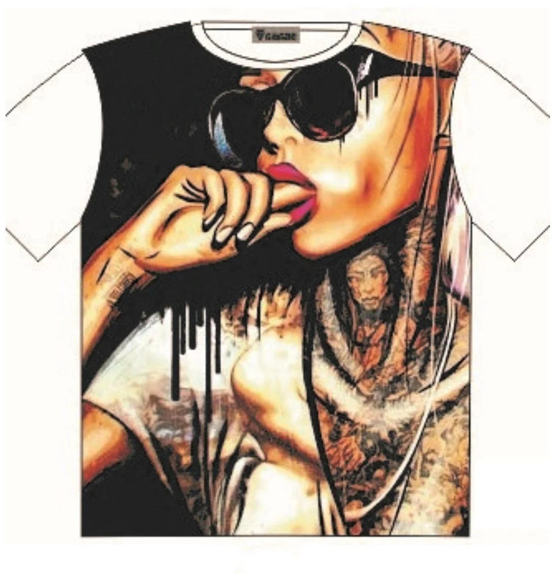 T-Shirt Heavily tattooed girl with finger in her mouth Street Fashion Mens Ladie Unisex T-shirt, Sweatshirt, Hoodie, Long Sleeve Tee - T-Shirt, Sweatshirt, Hoodie
