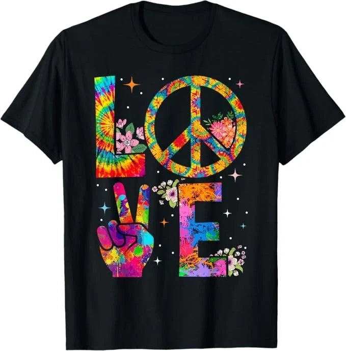 Peace Sign Love 60s 70s Tie Dye Hippie Costume T-Shirt Unisex T-shirt, Sweatshirt, Hoodie, Long Sleeve Tee - T-Shirt, Sweatshirt, Hoodie