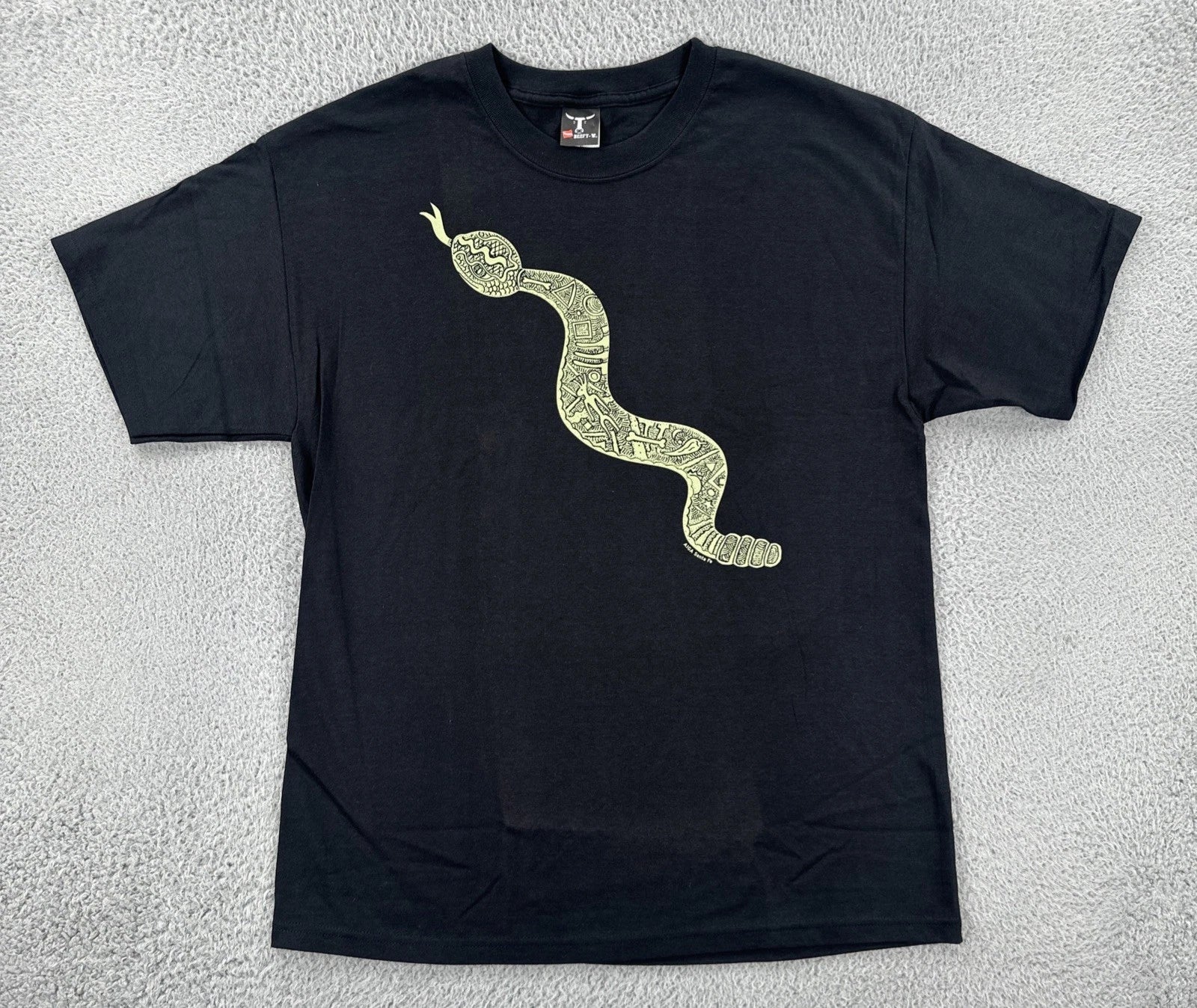 Vtg Hanes Beefy-T Mens Large Black Shirt Artistic Rattlesnake Graphic Print Y2K Unisex T-shirt, Sweatshirt, Hoodie, Long Sleeve Tee - T-Shirt, Sweatshirt, Hoodie