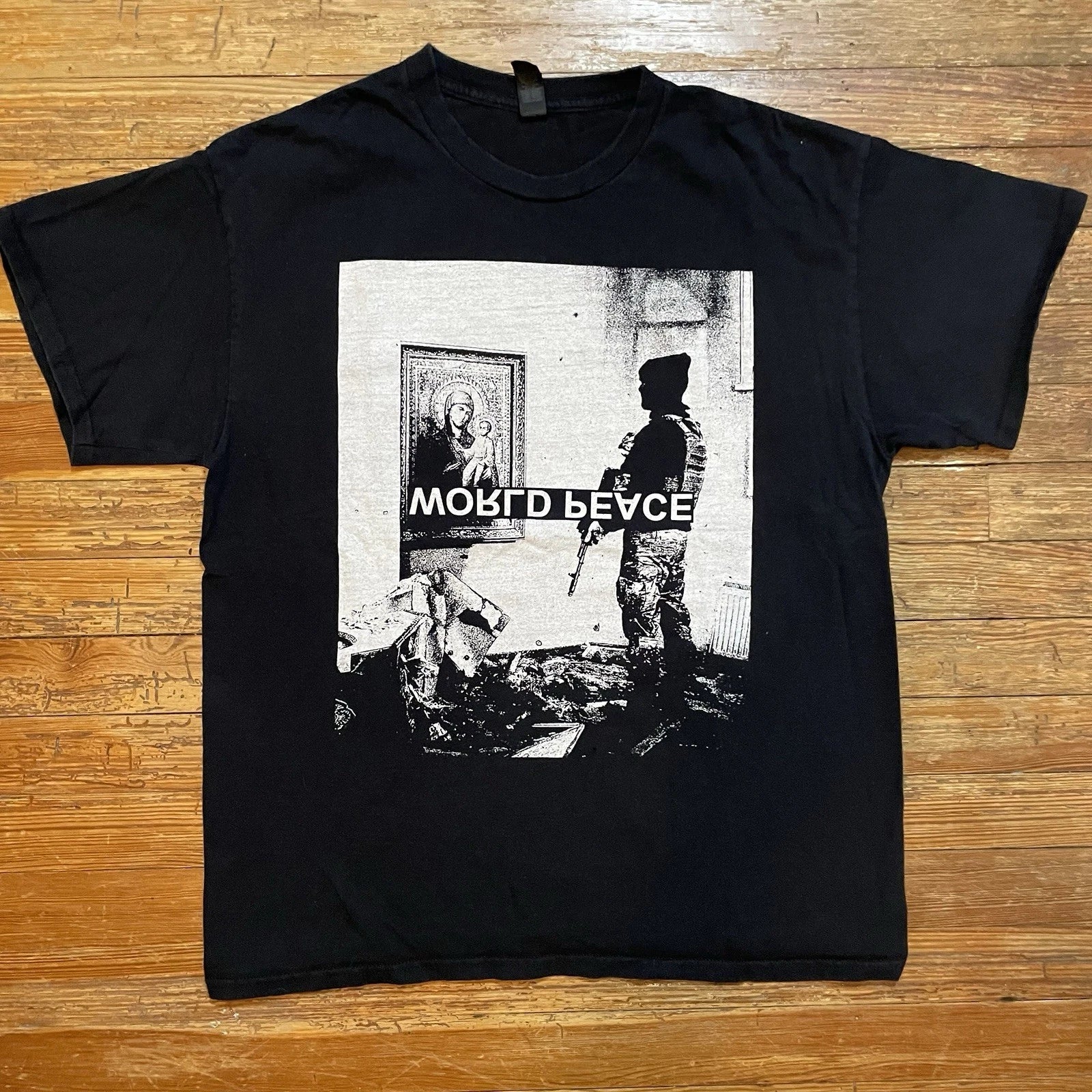 World Peace Shirt Size Large Band Tour Grindcore Punk Hardcore Noise Protest Unisex T-shirt, Sweatshirt, Hoodie, Long Sleeve Tee - T-Shirt, Sweatshirt, Hoodie
