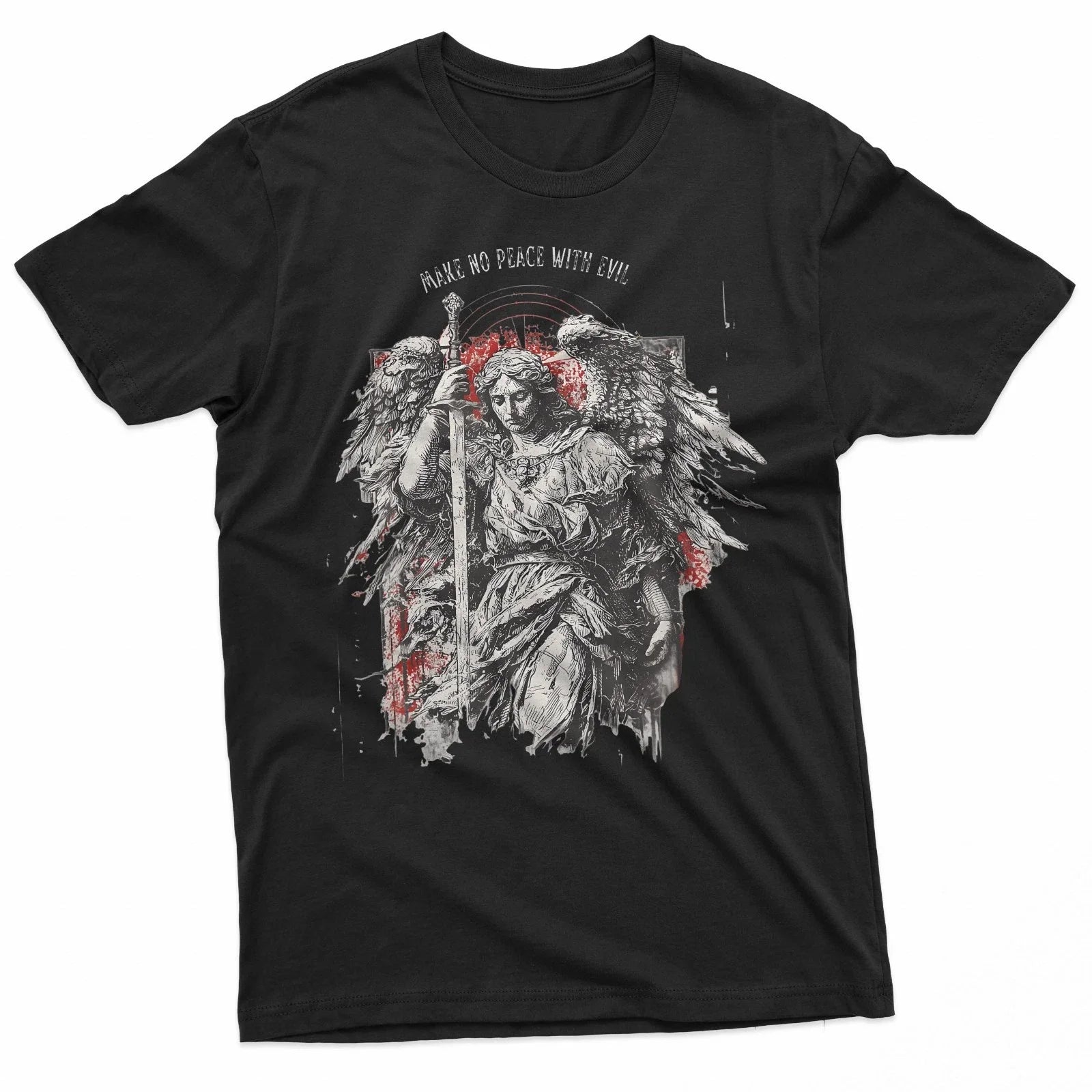 Archangel Michael Make No Peace With Evil  Gothic Christian T-Shirt Unisex T-shirt, Sweatshirt, Hoodie, Long Sleeve Tee - T-Shirt, Sweatshirt, Hoodie