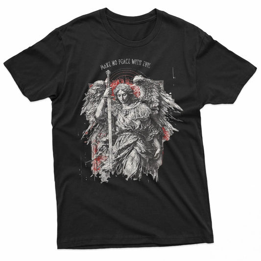 Archangel Michael Make No Peace With Evil  Gothic Christian T-Shirt Unisex T-shirt, Sweatshirt, Hoodie, Long Sleeve Tee - T-Shirt, Sweatshirt, Hoodie