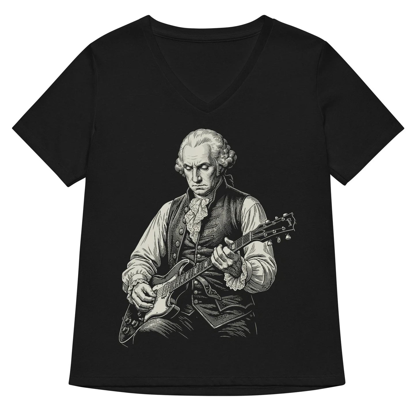 George Washington President Playing Guitar Retro Vintage v-neck t-shirt Unisex T-shirt, Sweatshirt, Hoodie, Long Sleeve Tee - T-Shirt, Sweatshirt, Hoodie