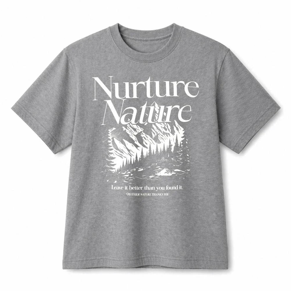 Nurture Nature Mountain Forest NatureLover Retro Graphic Cotton TShirt Unisex Unisex T-shirt, Sweatshirt, Hoodie, Long Sleeve Tee - T-Shirt, Sweatshirt, Hoodie