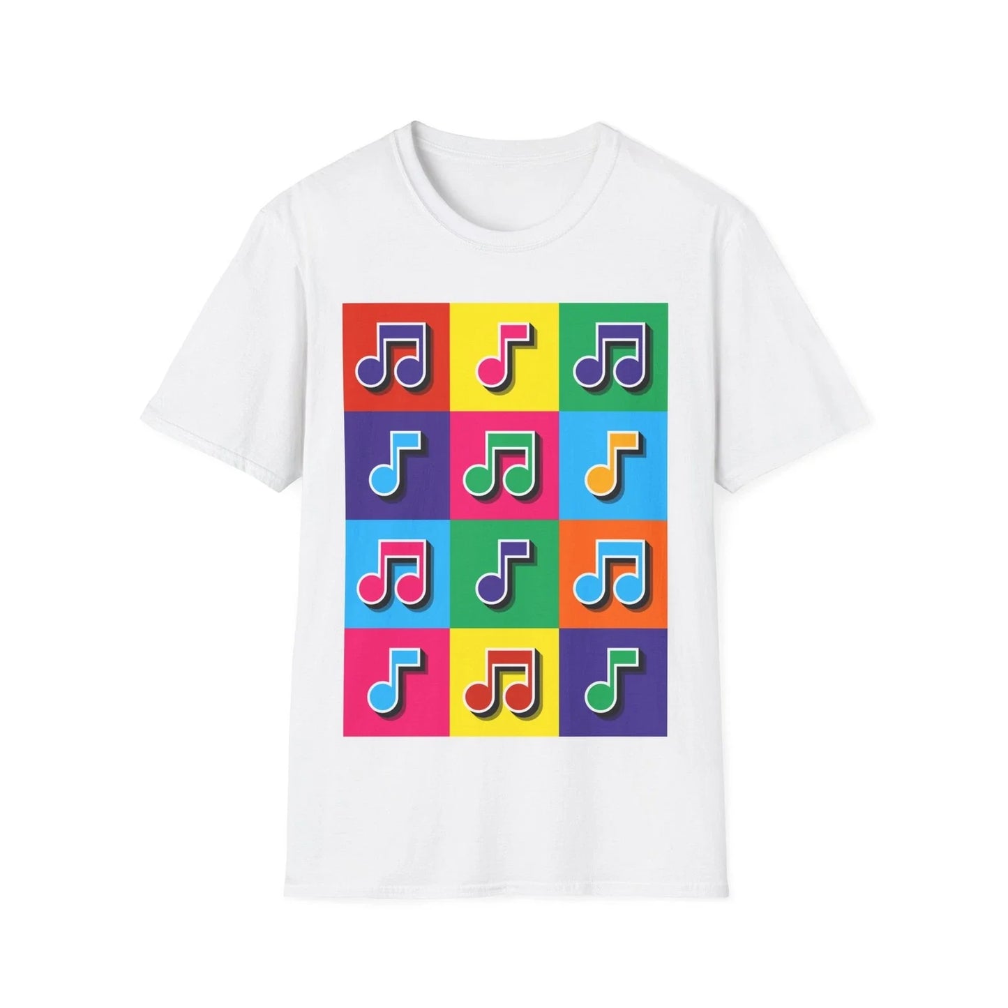 Pop Art Music Notes T-Shirt, Colourful Graphic Music Tee, Regular Fit Top Unisex T-shirt, Sweatshirt, Hoodie, Long Sleeve Tee - T-Shirt, Sweatshirt, Hoodie