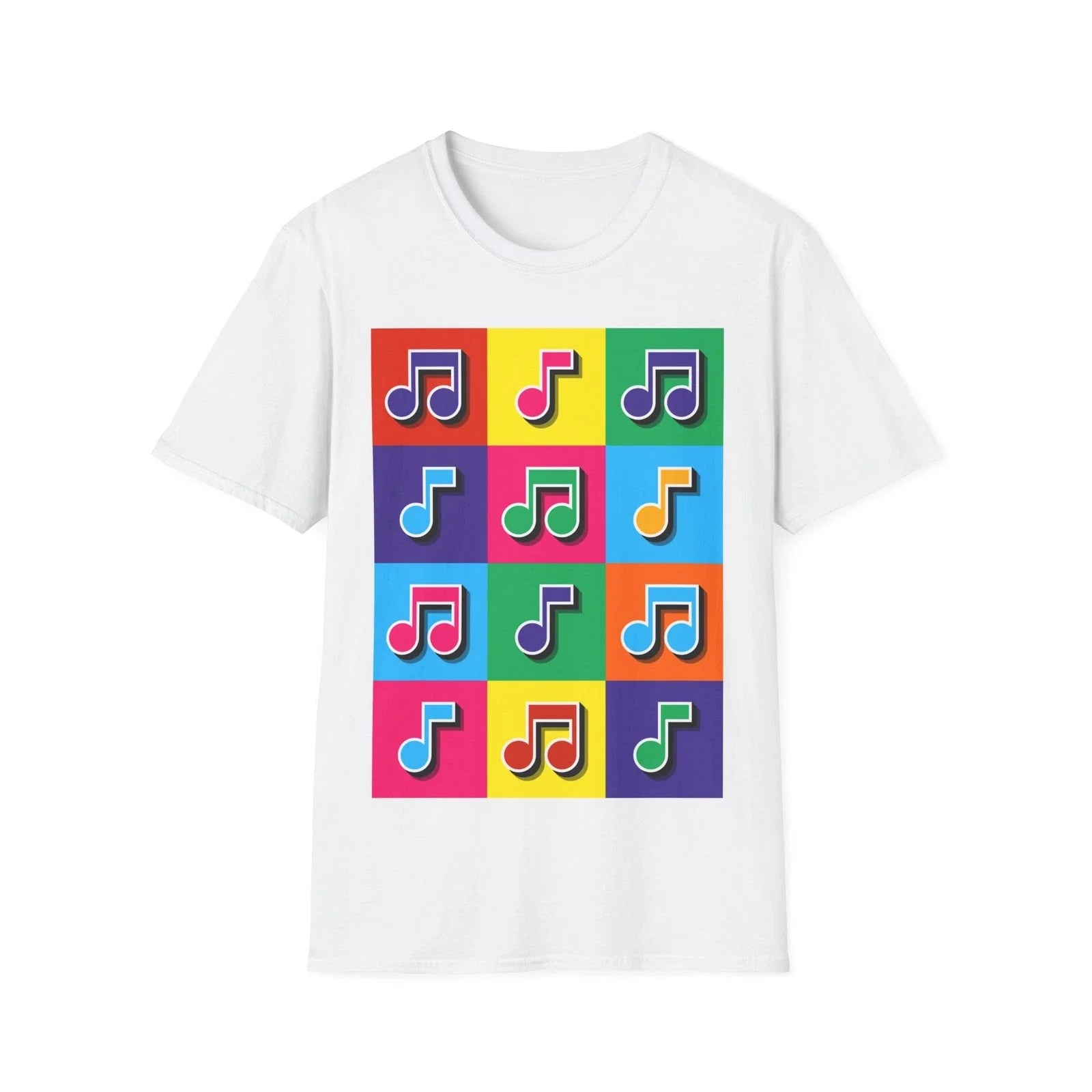 Pop Art Music Notes T-Shirt, Colourful Graphic Music Tee, Regular Fit Top Unisex T-shirt, Sweatshirt, Hoodie, Long Sleeve Tee - T-Shirt, Sweatshirt, Hoodie
