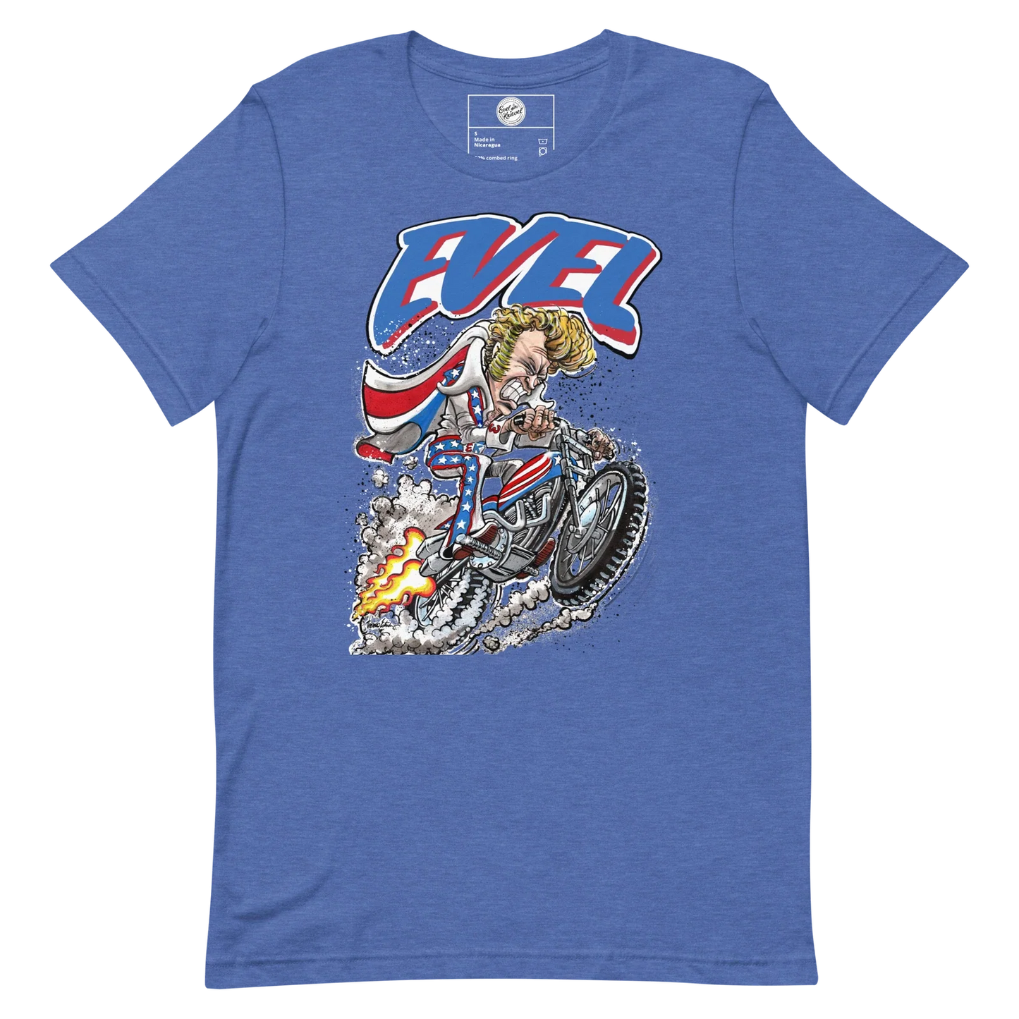 Evel Knievel - Evel Rides Again in this Cool Artist Rendition Unisex T-shirt, Sweatshirt, Hoodie, Long Sleeve Tee - T-Shirt, Sweatshirt, Hoodie