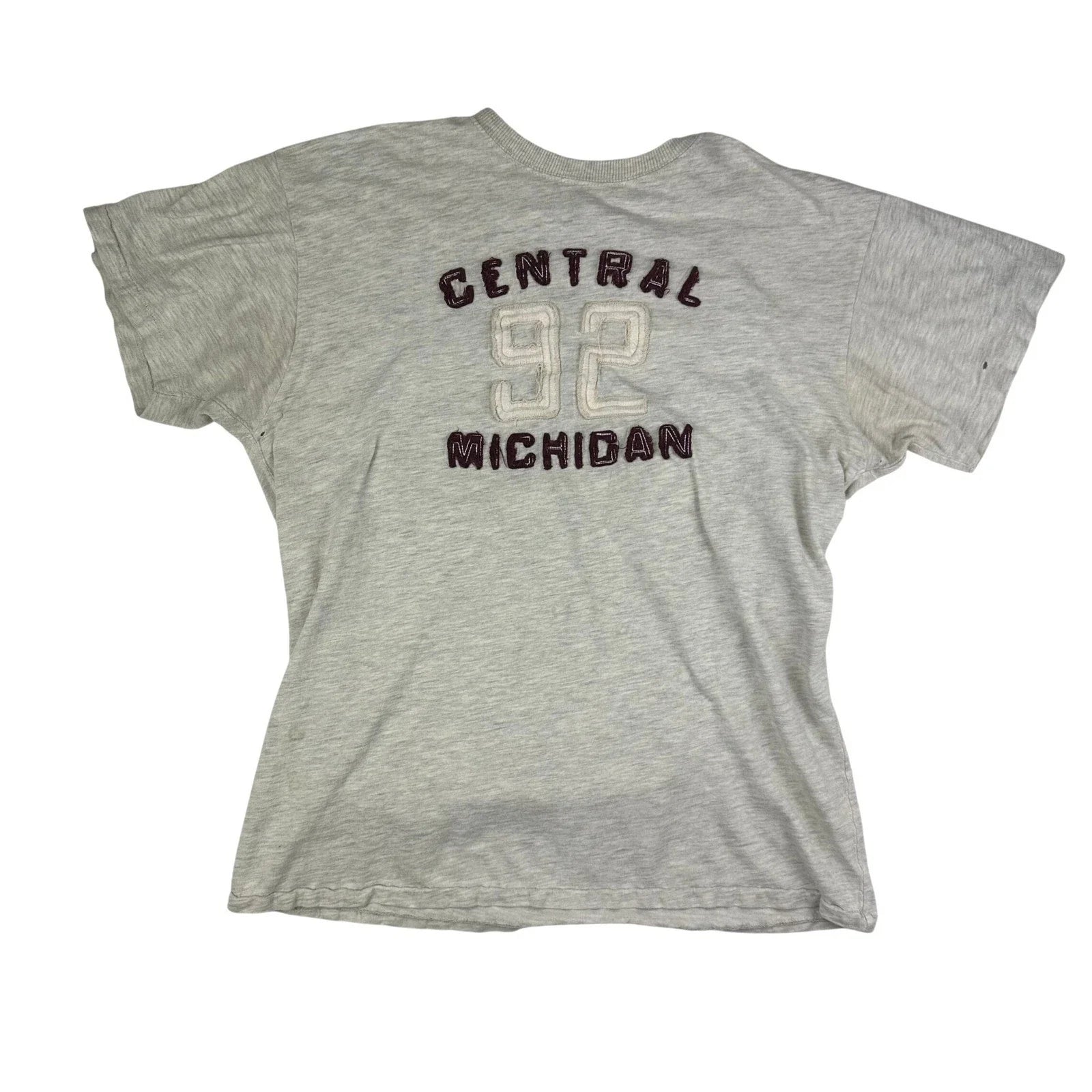 J America Vintage Central Michigan 92 Graphic T-Shirt Gray Thrashed Distressed L Unisex T-shirt, Sweatshirt, Hoodie, Long Sleeve Tee - T-Shirt, Sweatshirt, Hoodie