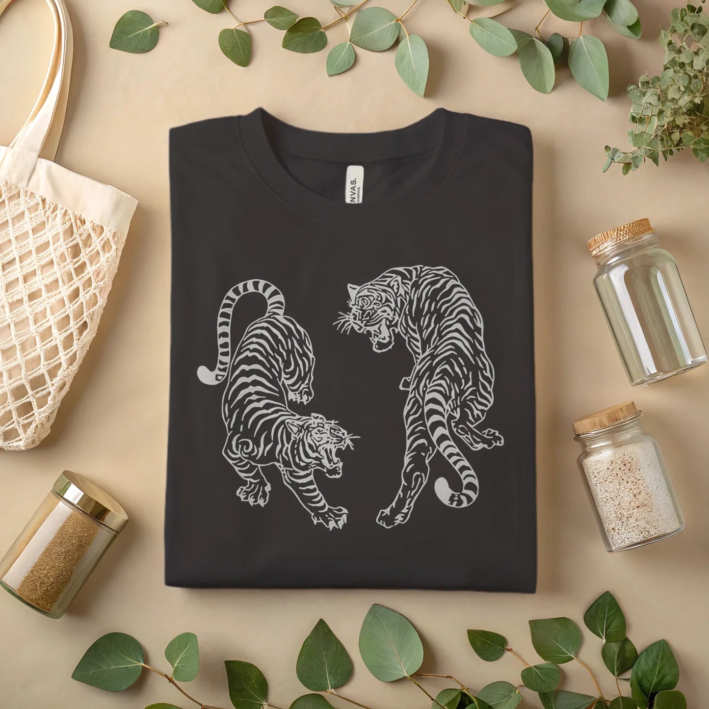 Tiger Fight Graphic T-Shirt  Vintage Japanese Style Two Tigers Print A324 Unisex T-shirt, Sweatshirt, Hoodie, Long Sleeve Tee - T-Shirt, Sweatshirt, Hoodie