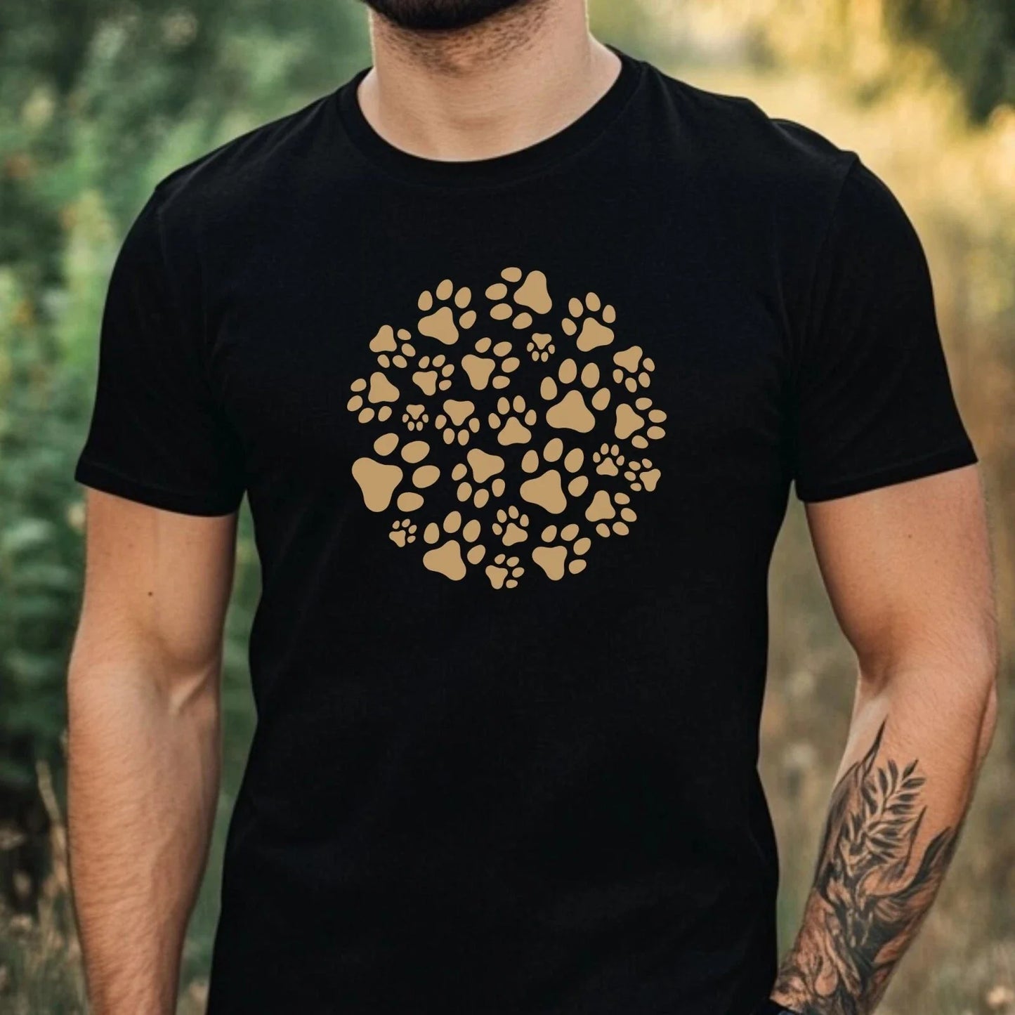 Mens Dog Paw Print Motif Cotton T-Shirt Size XS to 5XL Unisex T-shirt, Sweatshirt, Hoodie, Long Sleeve Tee - T-Shirt, Sweatshirt, Hoodie