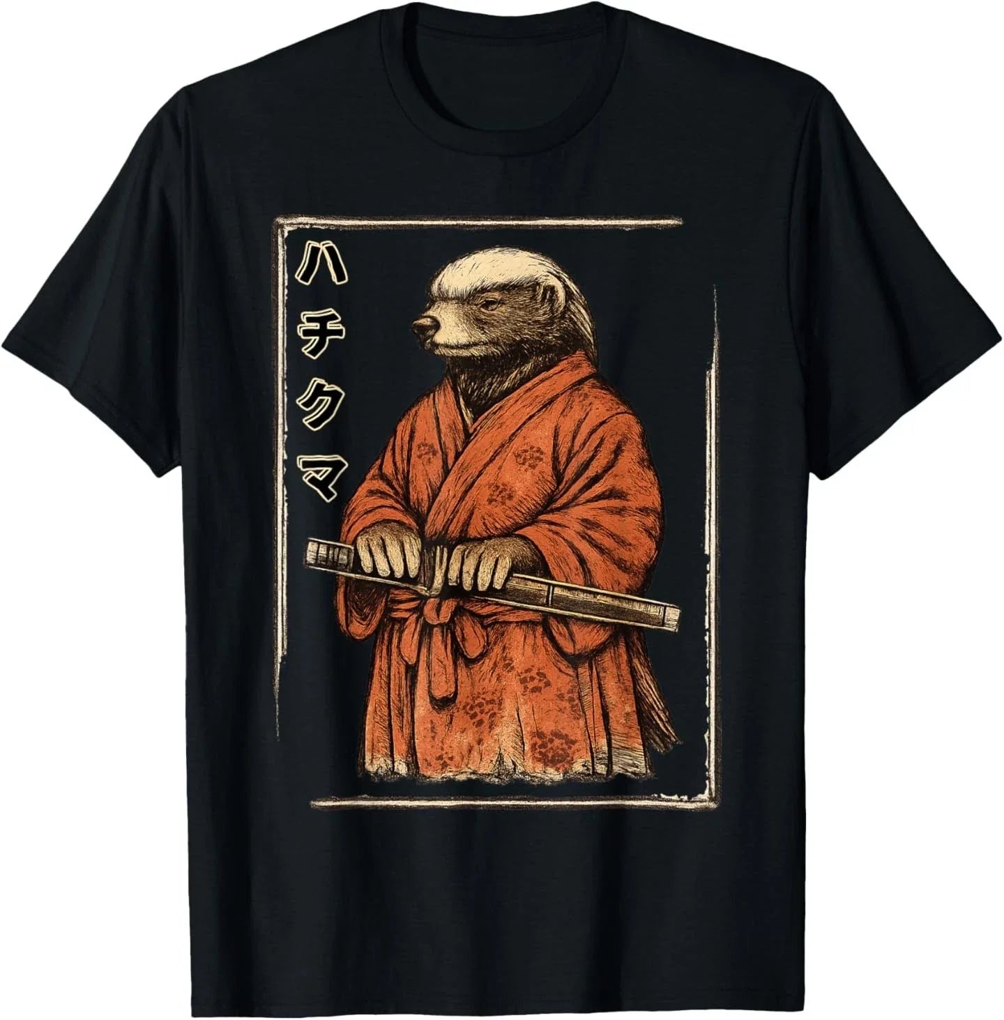 Honey Badger Samurai Shirt  Japanese Warrior Animal Art T-Shirt Unisex T-shirt, Sweatshirt, Hoodie, Long Sleeve Tee - T-Shirt, Sweatshirt, Hoodie