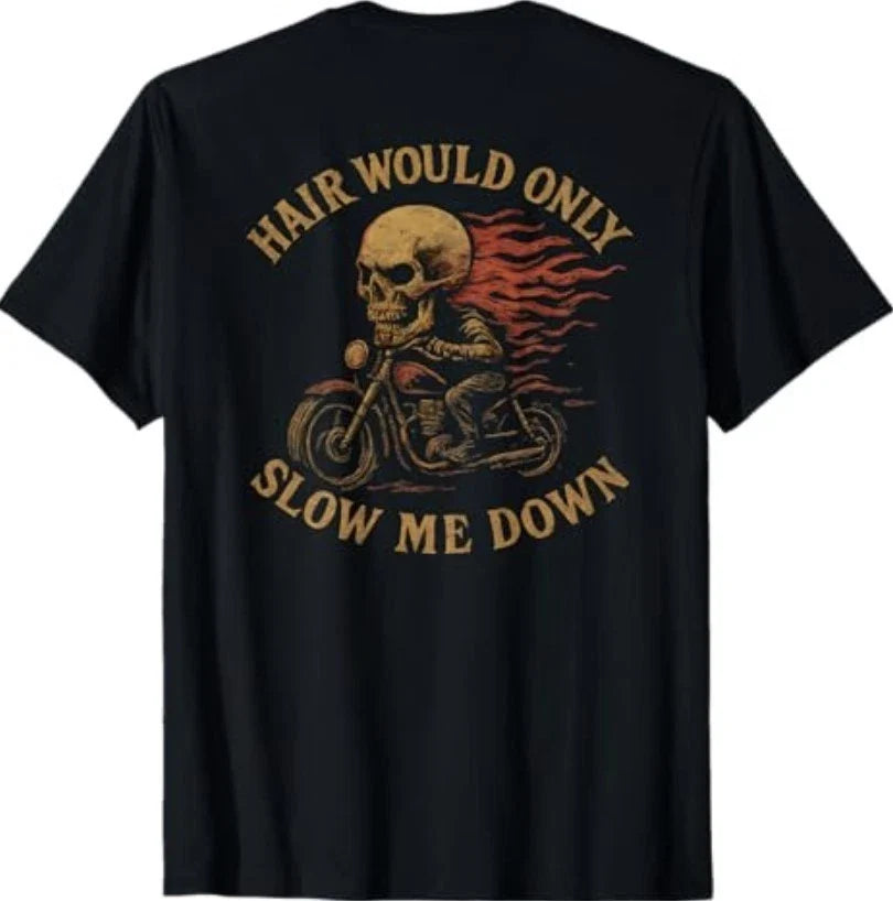 Bald Biker Skull Motorcycle Rider Funny Graphic T-Shirt Unisex T-shirt, Sweatshirt, Hoodie, Long Sleeve Tee - T-Shirt, Sweatshirt, Hoodie