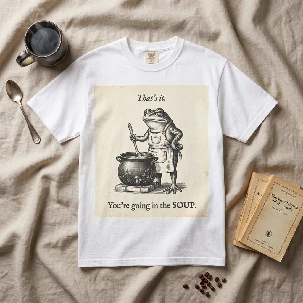 Frog T-Shirt | "You're Going in the Soup" Shirt |Clothing, Funny Animal Gift Unisex T-shirt, Sweatshirt, Hoodie, Long Sleeve Tee - T-Shirt, Sweatshirt, Hoodie