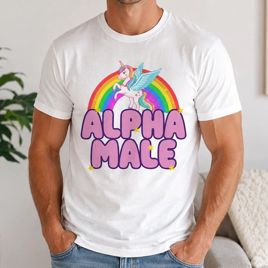 Alpha Male T-Shirt Funny Boyfriend Husband Graphic White T-Shirt Tee Cotton Men Unisex T-shirt, Sweatshirt, Hoodie, Long Sleeve Tee - T-Shirt, Sweatshirt, Hoodie