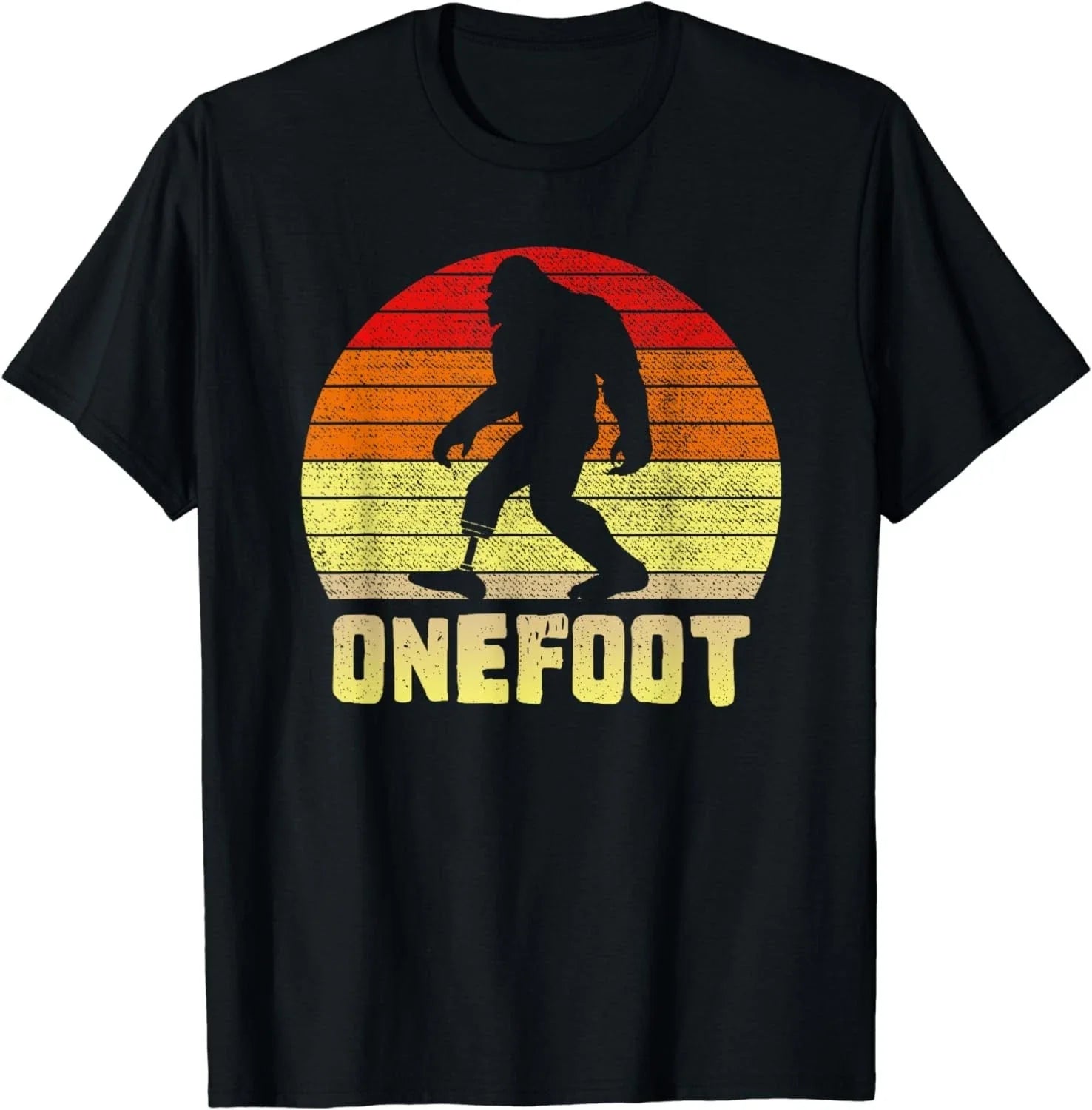 BEST NEW! Onefoot Leg Amputee Recovery Bigfoot Funny Retro Sunset Tee S-3XL Unisex T-shirt, Sweatshirt, Hoodie, Long Sleeve Tee - T-Shirt, Sweatshirt, Hoodie