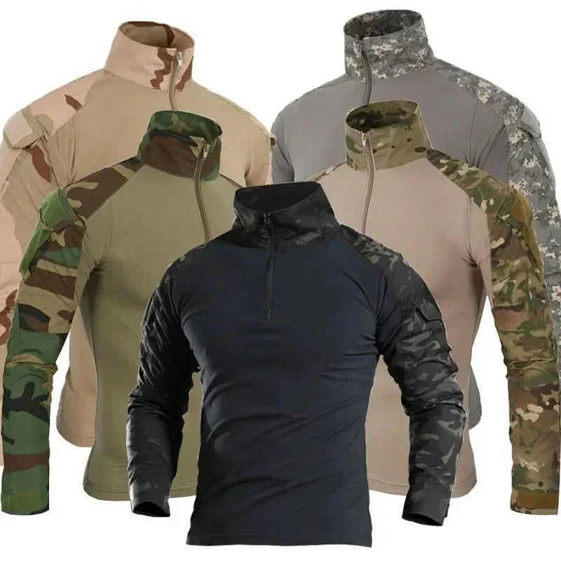 Mens Tactical Combat Shirt Military Army Camo Long Sleeve Hiking Work T-Shirt UK Unisex T-shirt, Sweatshirt, Hoodie, Long Sleeve Tee - T-Shirt, Sweatshirt, Hoodie