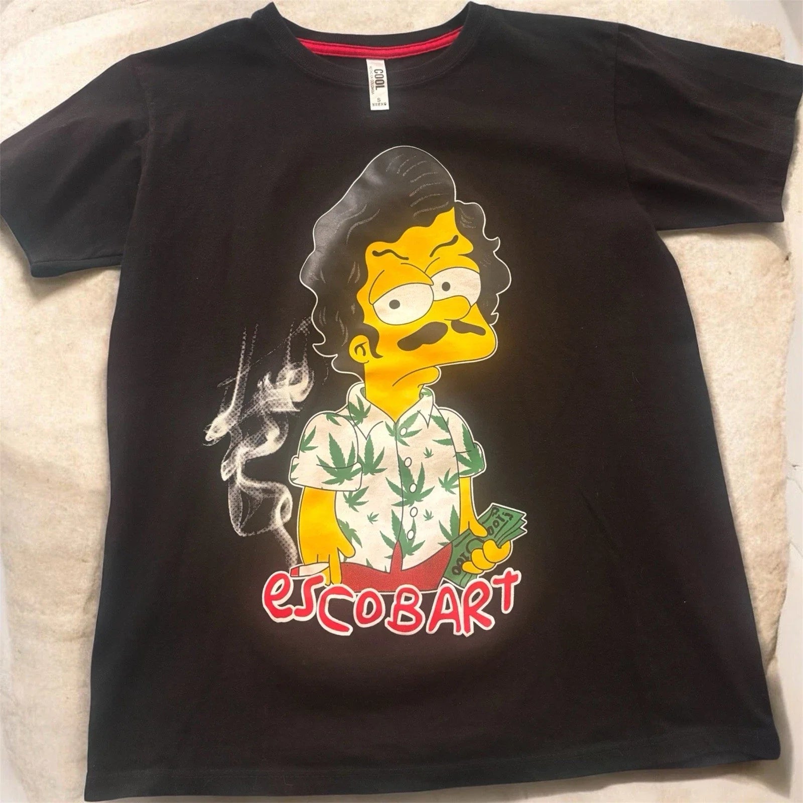 Men's Black The Simpsons Graphic Print Pablo Escobar Short Sleeve T-Shirt S Unisex T-shirt, Sweatshirt, Hoodie, Long Sleeve Tee - T-Shirt, Sweatshirt, Hoodie