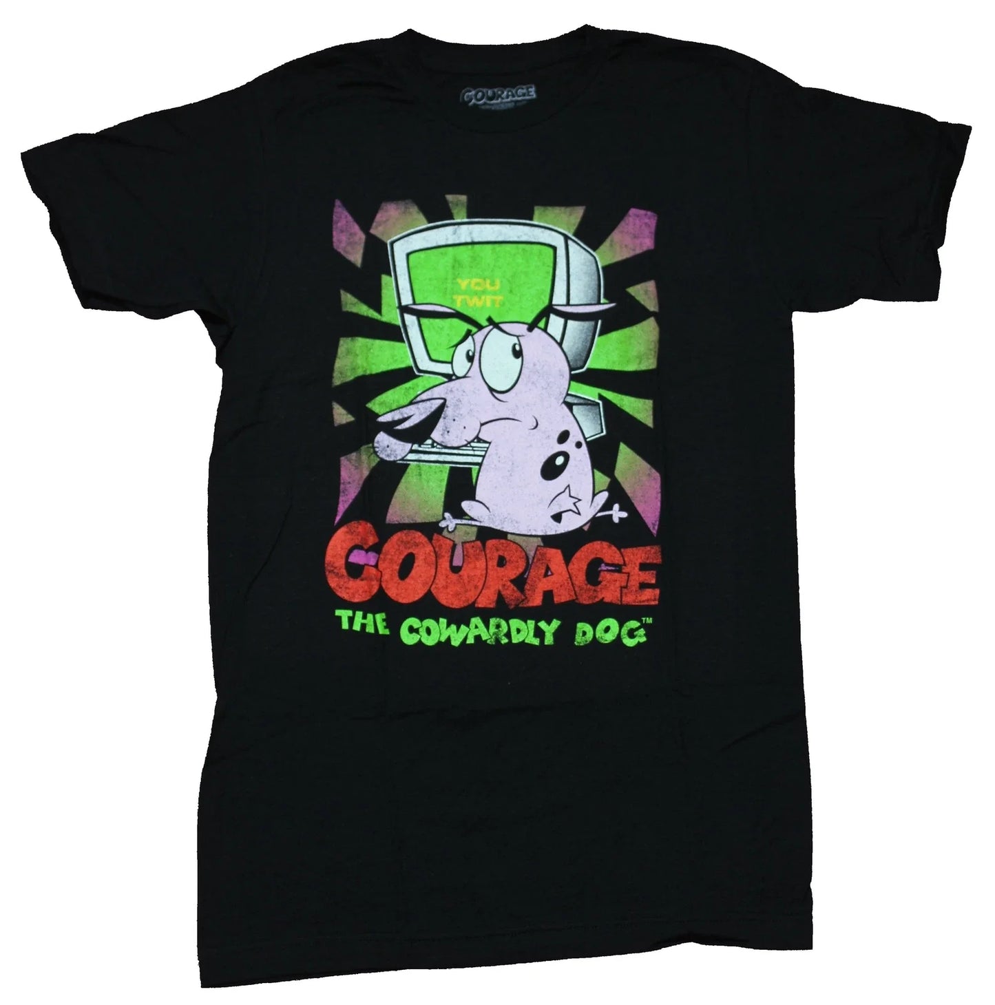 Courage the Cowardly Dog Adult New T-Shirt - Courage on the Computer You Twit Unisex T-shirt, Sweatshirt, Hoodie, Long Sleeve Tee - T-Shirt, Sweatshirt, Hoodie