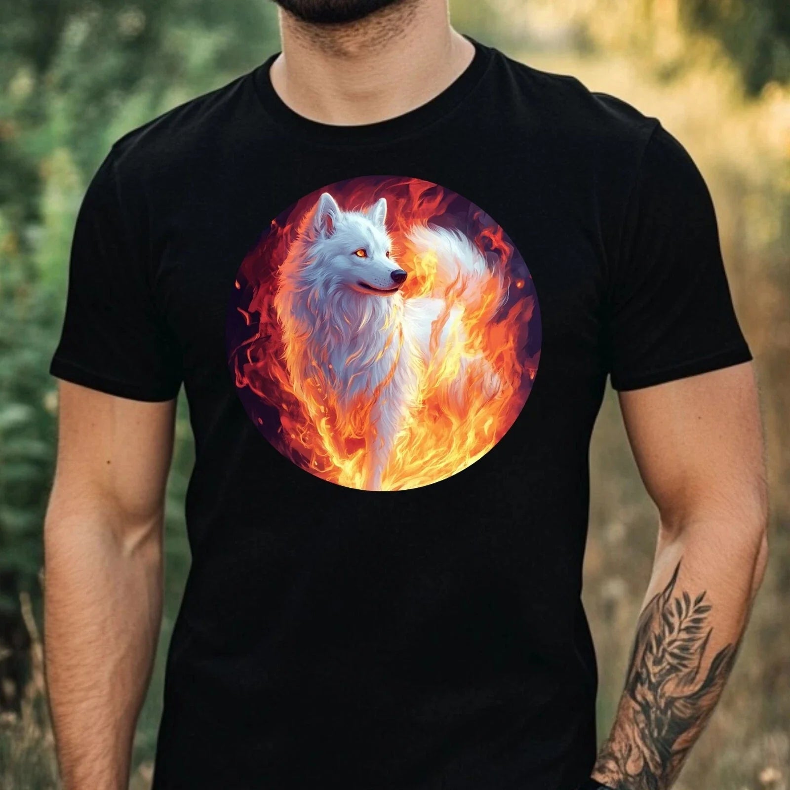 Mens Samoyed On Fire Motif Cotton T-Shirt Size XS to 5XL Unisex T-shirt, Sweatshirt, Hoodie, Long Sleeve Tee - T-Shirt, Sweatshirt, Hoodie