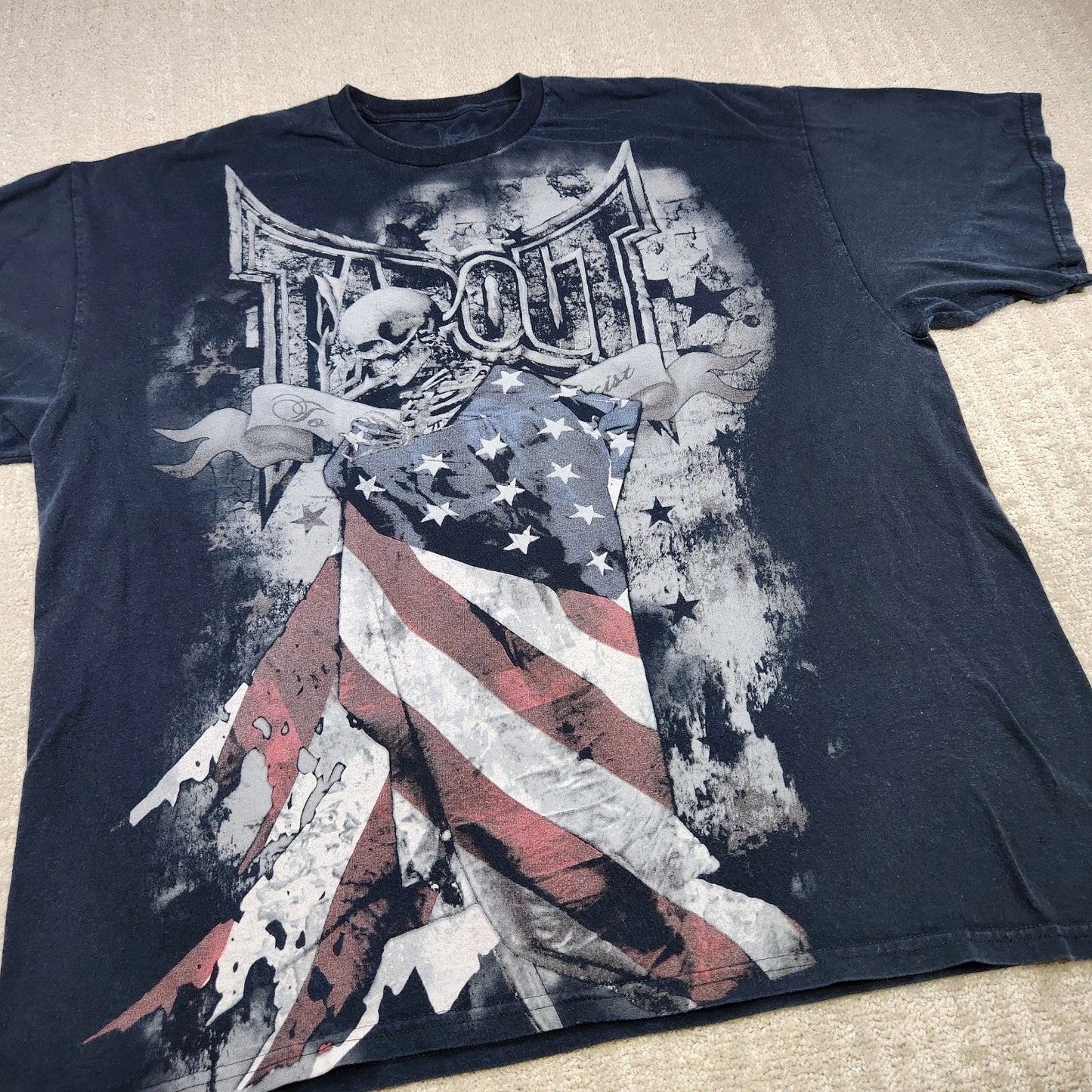 Y2K Tapout Shirt Men XXL Vintage MMA Fighting Double Sided Big Logo USA Flag Unisex T-shirt, Sweatshirt, Hoodie, Long Sleeve Tee - T-Shirt, Sweatshirt, Hoodie