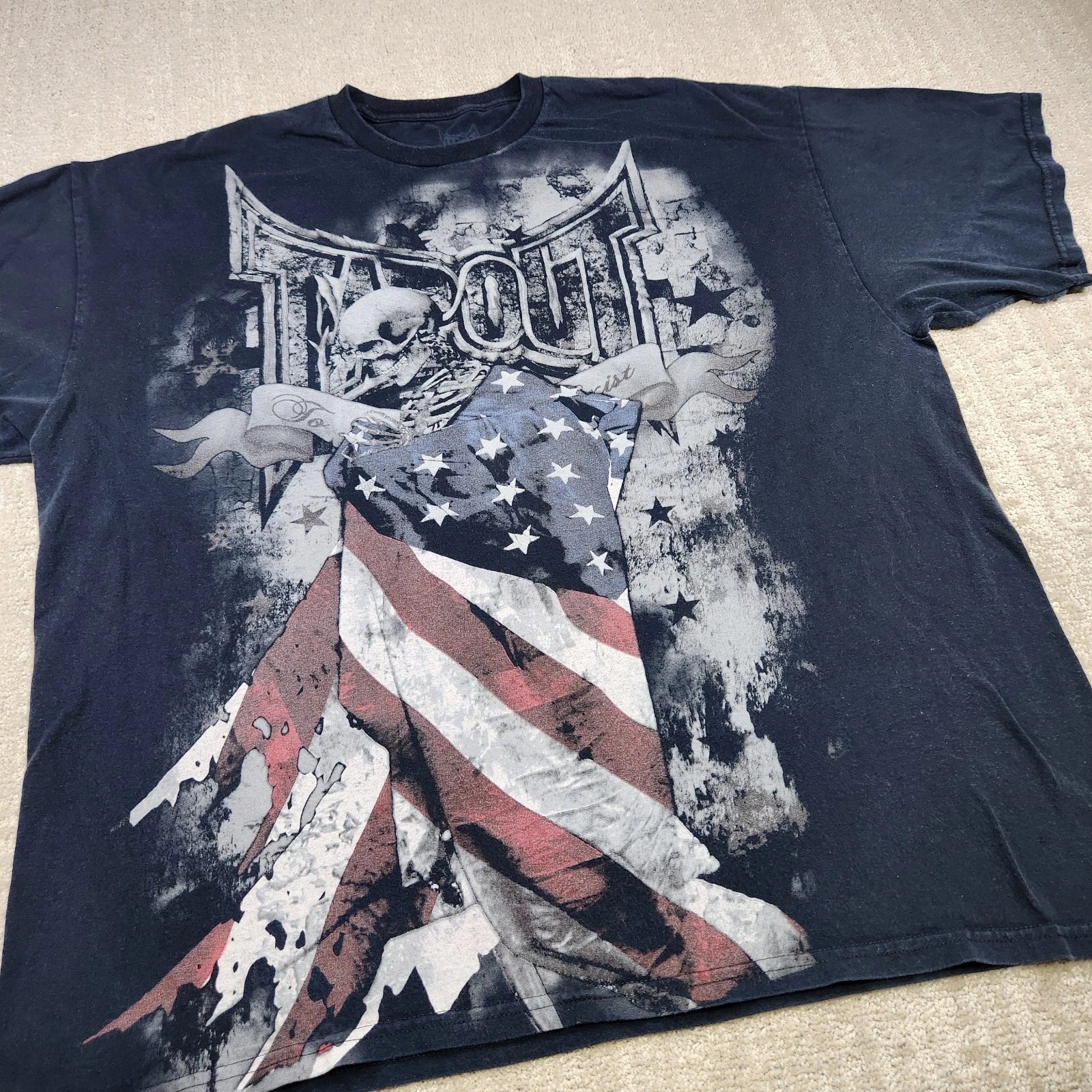 Y2K Tapout Shirt Men XXL Vintage MMA Fighting Double Sided Big Logo USA Flag Unisex T-shirt, Sweatshirt, Hoodie, Long Sleeve Tee - T-Shirt, Sweatshirt, Hoodie