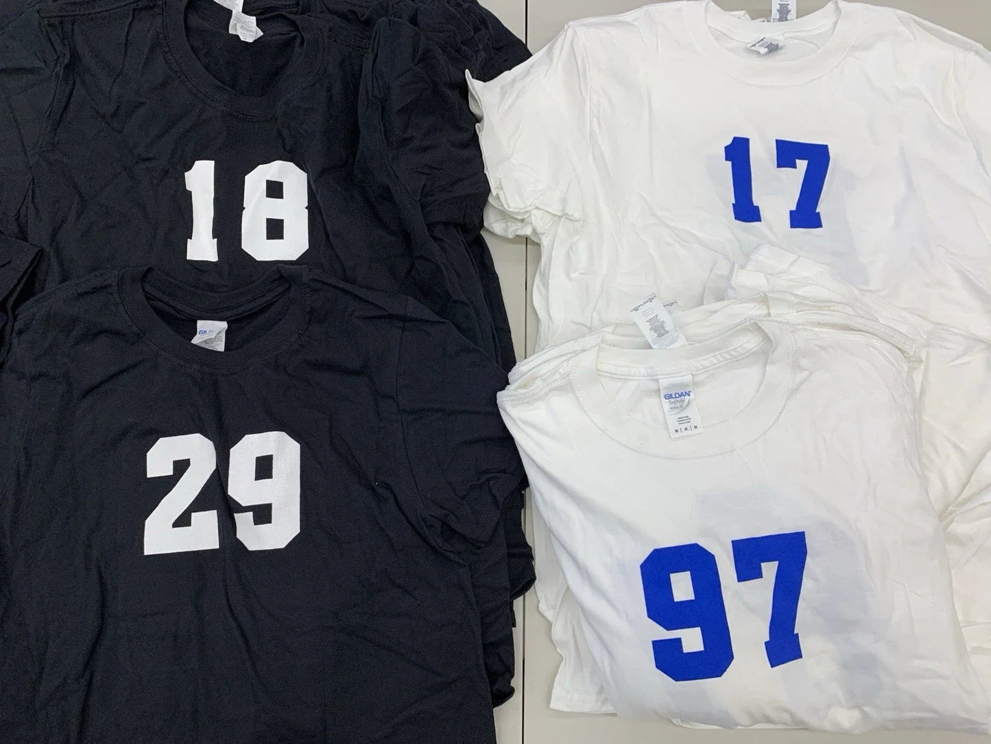 Gildan Soft Style Adult XS S M L XL Number Jersey T-Shirts White Black Team Set sports jersey product view 1