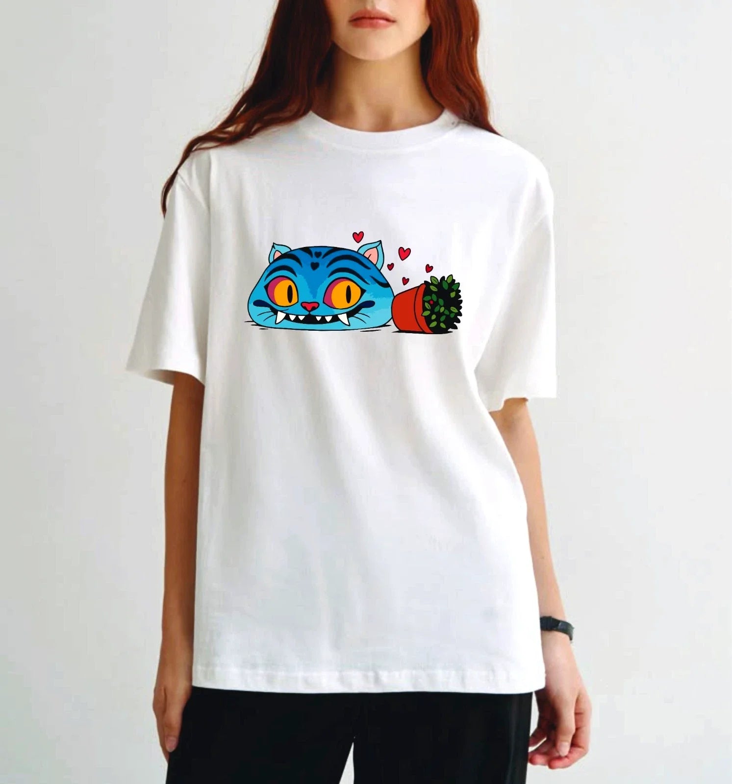 Funny Blue Cat T-Shirt Kawaii Anime Lover Cute Cartoon Animal Graphic Tee Top Unisex T-shirt, Sweatshirt, Hoodie, Long Sleeve Tee - T-Shirt, Sweatshirt, Hoodie