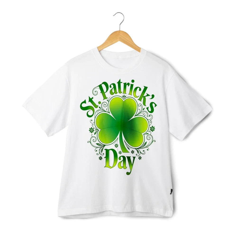 Unisex Tshirt St Patrick's Day Shamrock Clover Floral Design Black White Unisex T-shirt, Sweatshirt, Hoodie, Long Sleeve Tee - T-Shirt, Sweatshirt, Hoodie