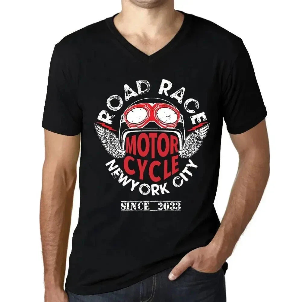 Men's Graphic T-Shirt V Neck Motorcycle Road Race Since 2033 Eco-Friendly Unisex T-shirt, Sweatshirt, Hoodie, Long Sleeve Tee - T-Shirt, Sweatshirt, Hoodie