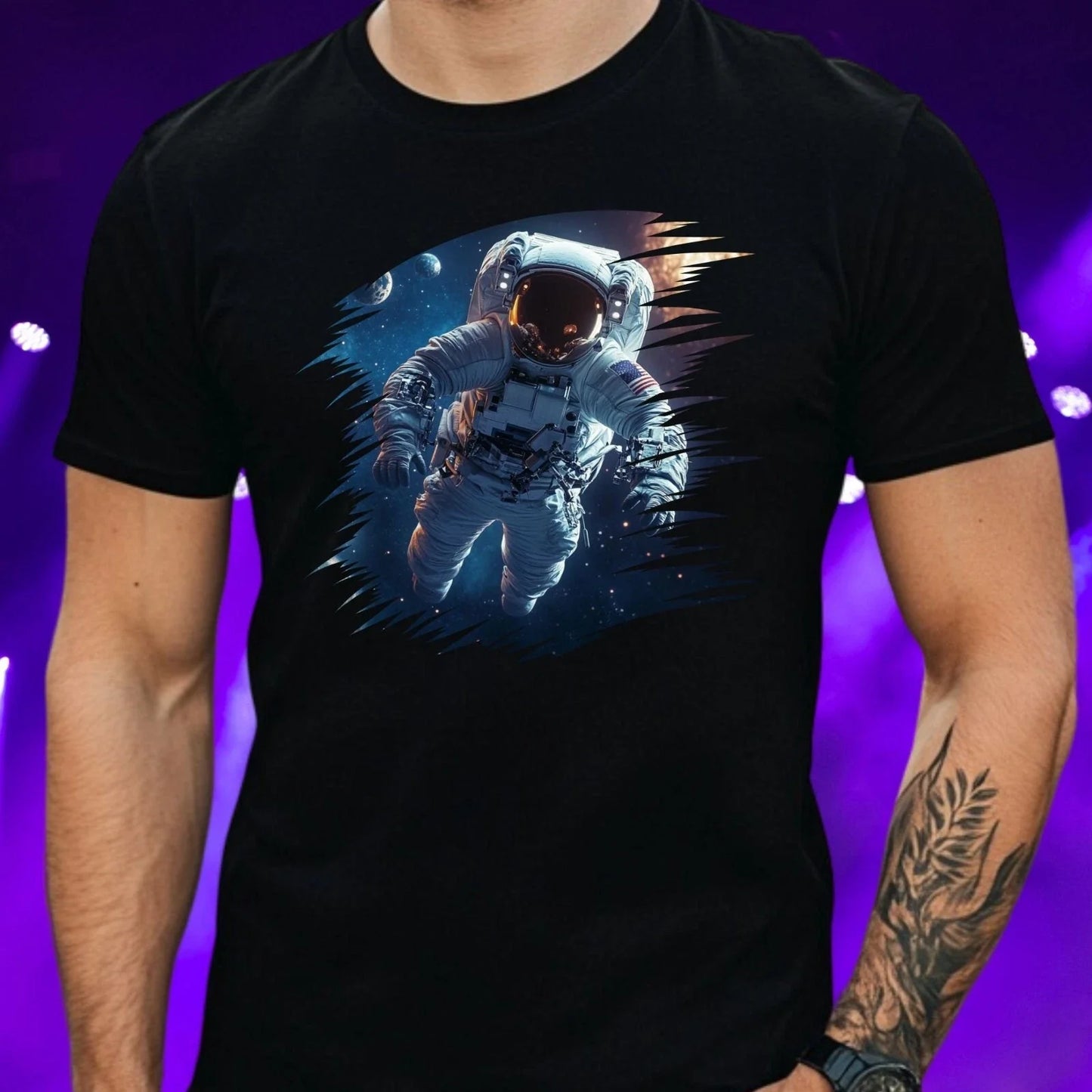 Mens Lone Astronaut Motif Cotton T-Shirt Size XS to 5XL Unisex T-shirt, Sweatshirt, Hoodie, Long Sleeve Tee - T-Shirt, Sweatshirt, Hoodie