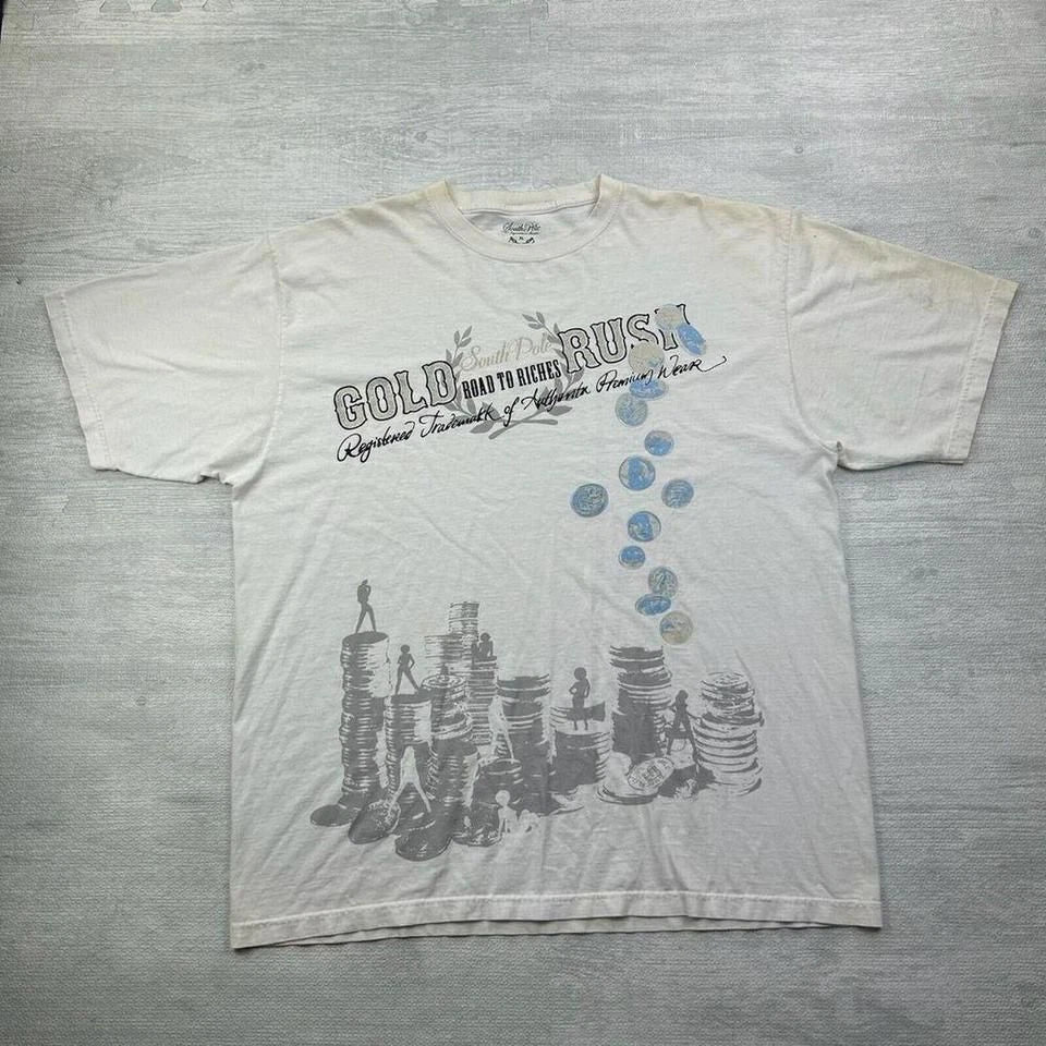 Vintage Y2K SouthPole Shirt Adult XL White Gold Rush Road to Riches Cyber Grunge Unisex T-shirt, Sweatshirt, Hoodie, Long Sleeve Tee - T-Shirt, Sweatshirt, Hoodie
