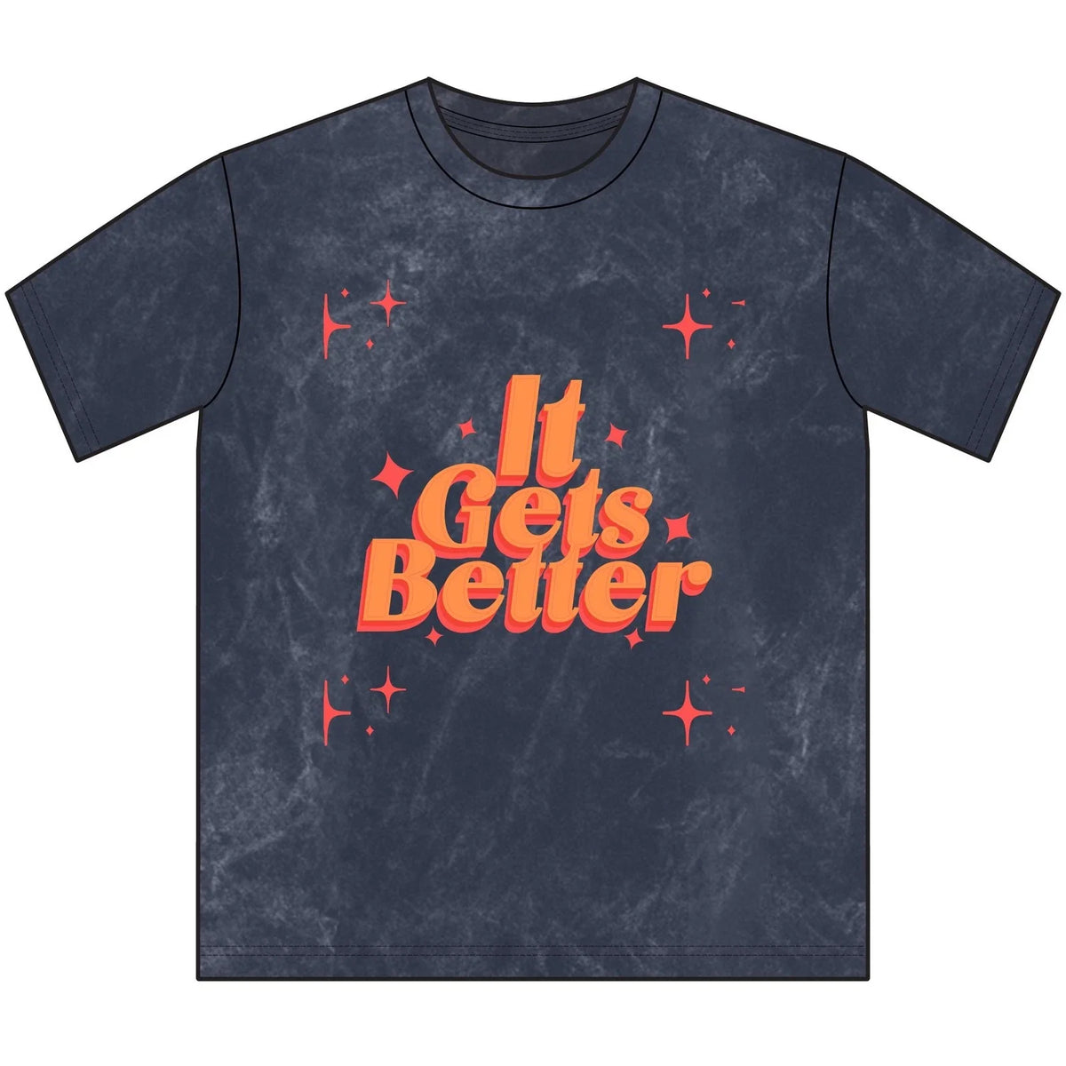 It Gets Better Tee | Retro 70s Script, Positive Message, Washed Black Unisex T-shirt, Sweatshirt, Hoodie, Long Sleeve Tee - T-Shirt, Sweatshirt, Hoodie
