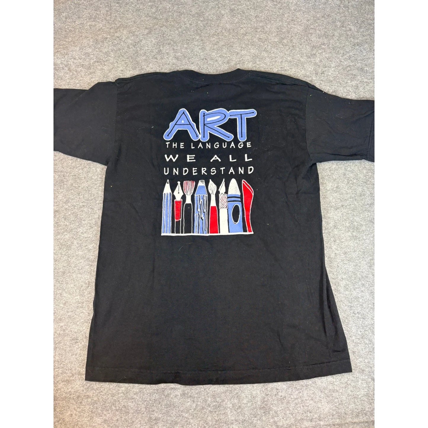 Vintage 90s Art Painter Graphic Tee Mens L Black Creative Self Expression Show Unisex T-shirt, Sweatshirt, Hoodie, Long Sleeve Tee - T-Shirt, Sweatshirt, Hoodie
