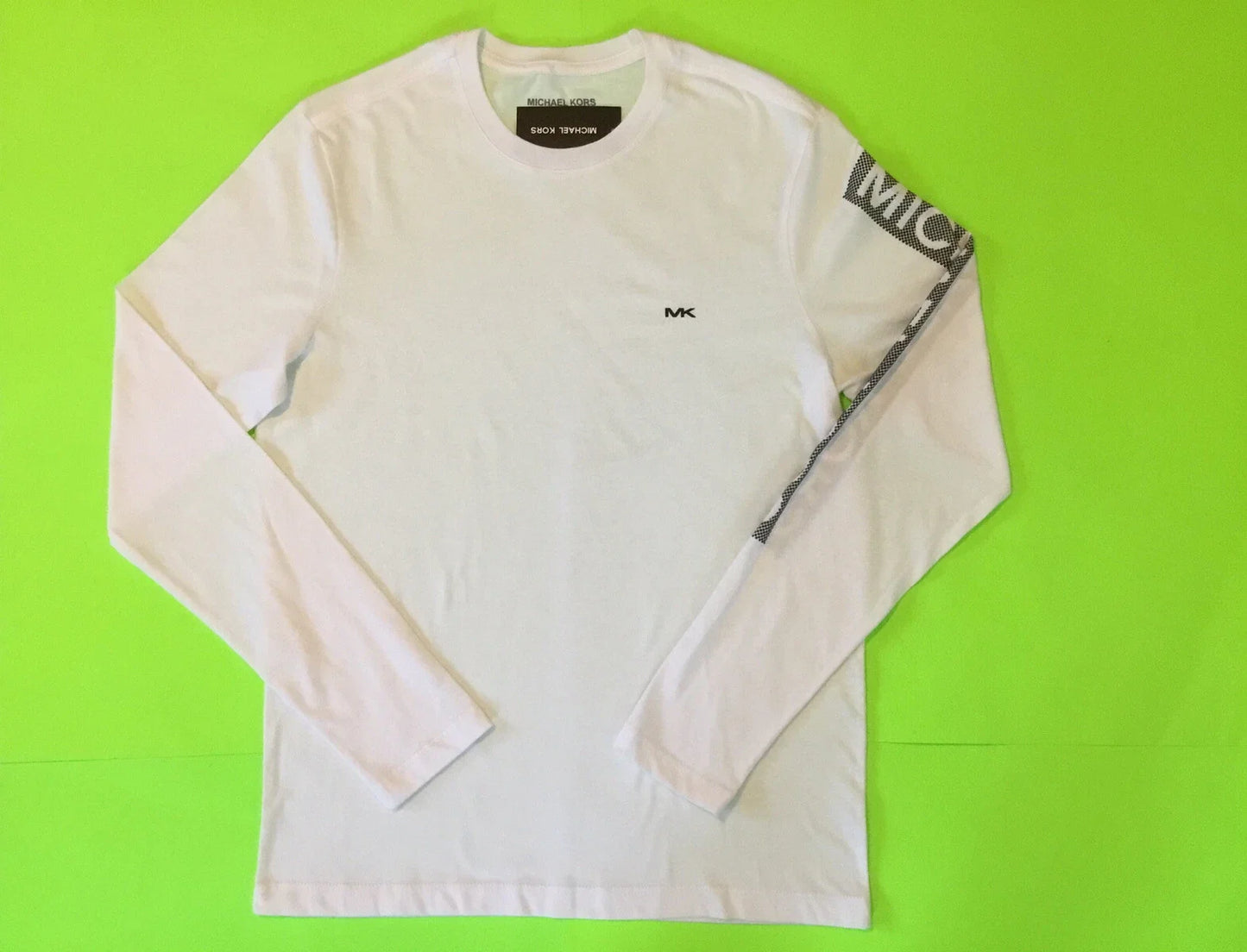 MICHAEL KORS Mens Long Sleeve T-Shirt Size SMALL White w/Black 100% Cotton NEW Unisex T-shirt, Sweatshirt, Hoodie, Long Sleeve Tee - T-Shirt, Sweatshirt, Hoodie
