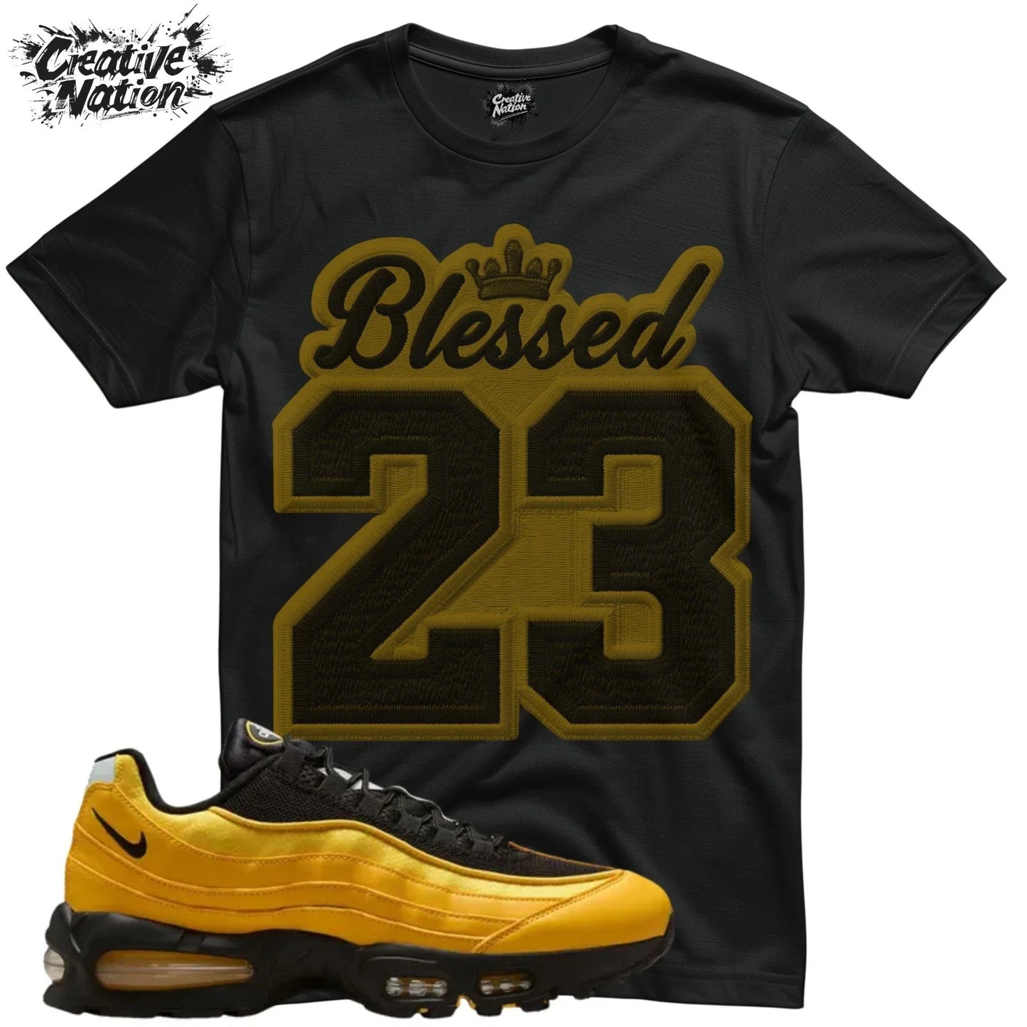 Shirt To Match Air Max 95 OG Big Bubble Varsity Maize Black Unisex Tee Blessed Unisex T-shirt, Sweatshirt, Hoodie, Long Sleeve Tee - T-Shirt, Sweatshirt, Hoodie