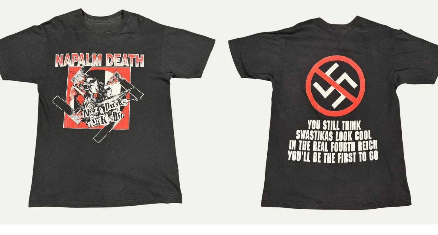 Vintage Napalm Death Nazi Punks Off 2004 T-Shirt Death Metal Band Tee S-5XL Unisex T-shirt, Sweatshirt, Hoodie, Long Sleeve Tee - T-Shirt, Sweatshirt, Hoodie