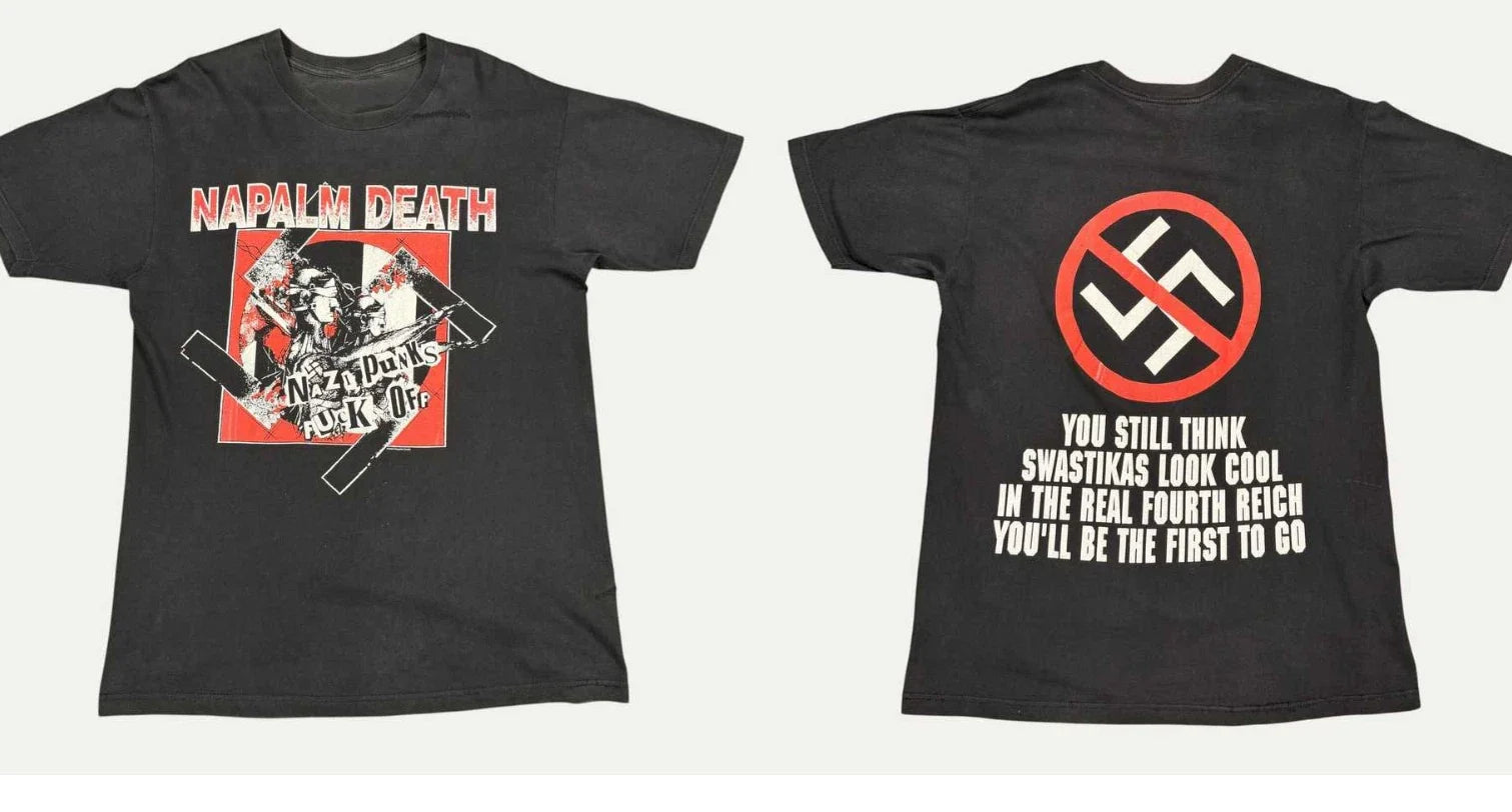 Vintage Napalm Death Nazi Punks Off 2004 T-Shirt Death Metal Band Tee S-5XL Unisex T-shirt, Sweatshirt, Hoodie, Long Sleeve Tee - T-Shirt, Sweatshirt, Hoodie