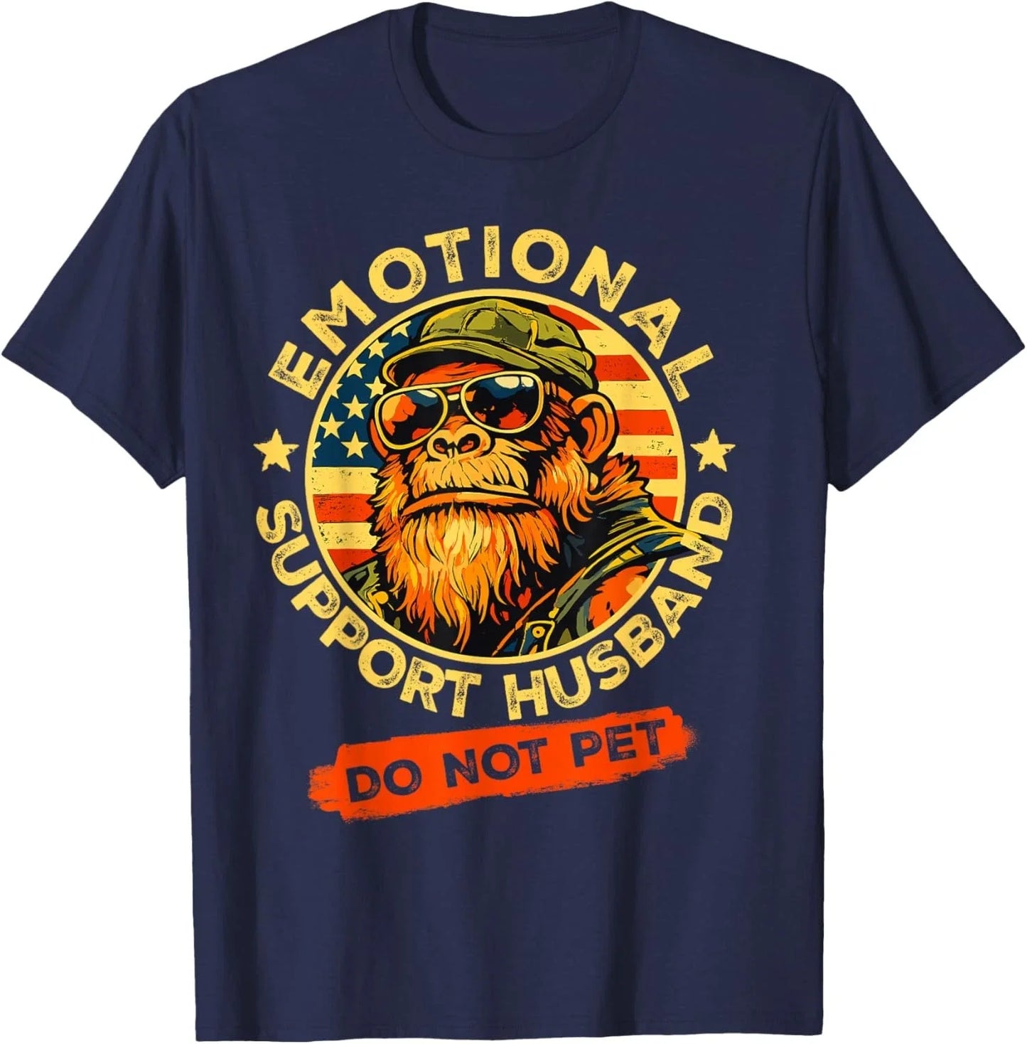 Emotional Support Husband Do Not Pet Retro Funny Monkey Unisex T-Shirt Unisex T-shirt, Sweatshirt, Hoodie, Long Sleeve Tee - T-Shirt, Sweatshirt, Hoodie