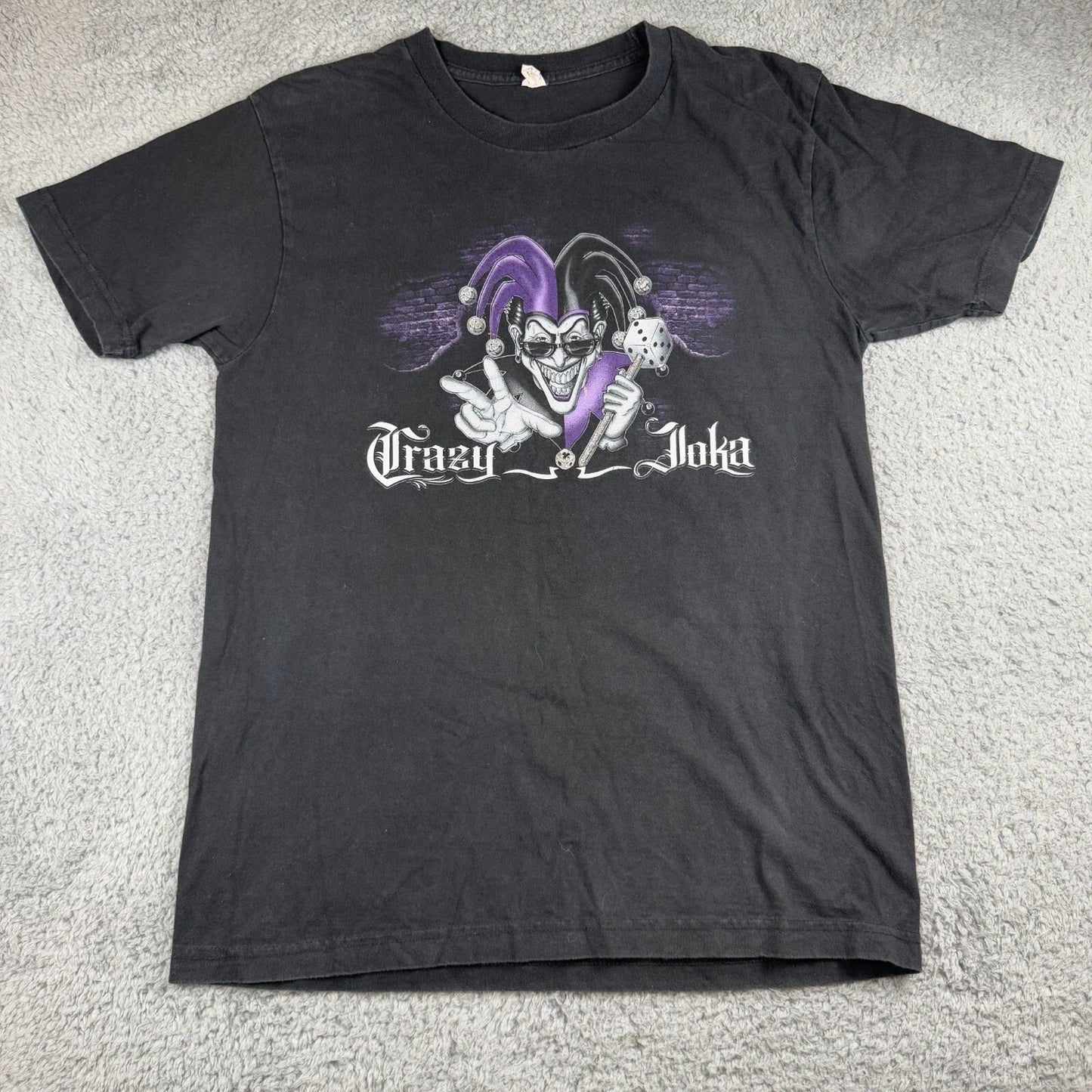 Vintage 2000s Crazy Joka Joker Shirt Y2K Double Sided Size Large Unisex T-shirt, Sweatshirt, Hoodie, Long Sleeve Tee - T-Shirt, Sweatshirt, Hoodie