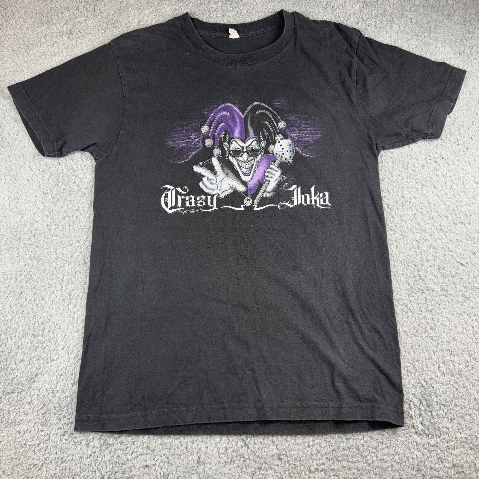 Vintage 2000s Crazy Joka Joker Shirt Y2K Double Sided Size Large Unisex T-shirt, Sweatshirt, Hoodie, Long Sleeve Tee - T-Shirt, Sweatshirt, Hoodie
