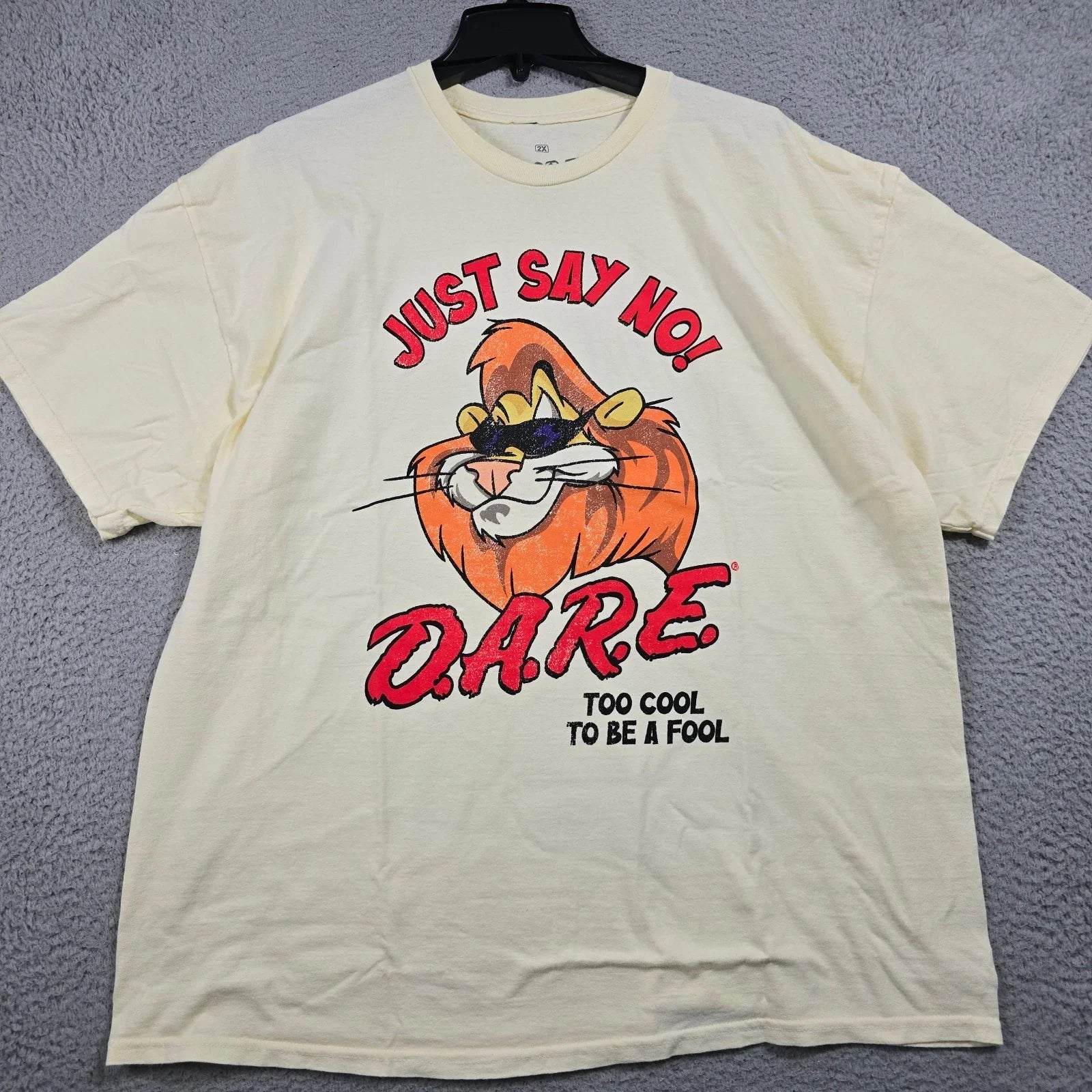 DARE Lion SHIRT Mens 2XL XXL Yellow Keep Kids OFF Drugs Daren Just Say No 90 NWT Unisex T-shirt, Sweatshirt, Hoodie, Long Sleeve Tee - T-Shirt, Sweatshirt, Hoodie