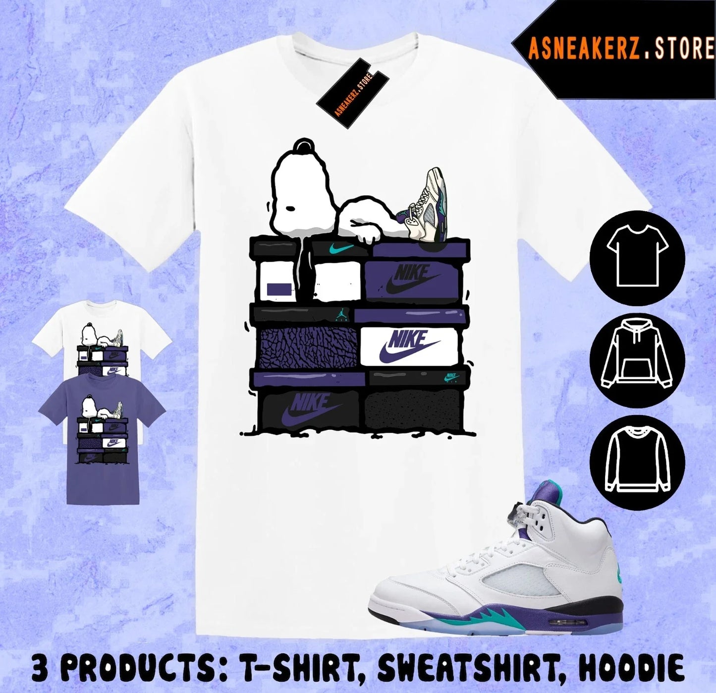 Shirt To Match AJ 5 Grape 2025 Sneaker Matching Tee Sneakerhead S Dog T-Shirt Unisex T-shirt, Sweatshirt, Hoodie, Long Sleeve Tee - T-Shirt, Sweatshirt, Hoodie