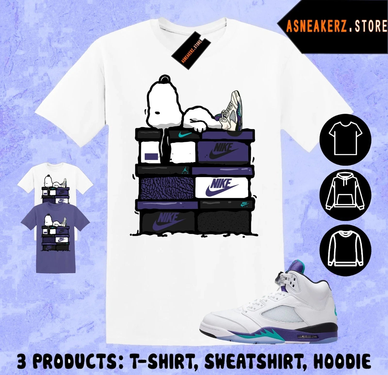 Shirt To Match AJ 5 Grape 2025 Sneaker Matching Tee Sneakerhead S Dog T-Shirt Unisex T-shirt, Sweatshirt, Hoodie, Long Sleeve Tee - T-Shirt, Sweatshirt, Hoodie