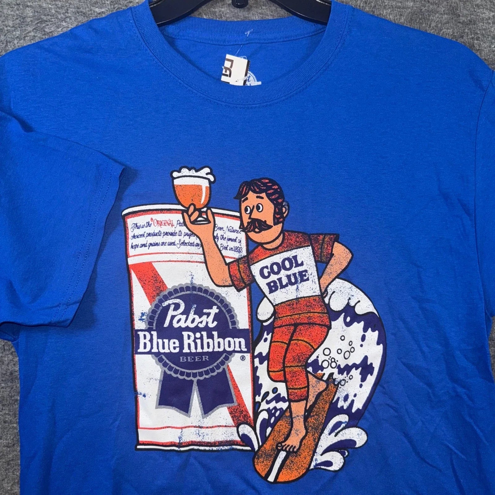 Pabst Blue Ribbon Beer T Shirt Men Surfer Dude Graphic Tee Cool Blue Sz L NEW Unisex T-shirt, Sweatshirt, Hoodie, Long Sleeve Tee - T-Shirt, Sweatshirt, Hoodie