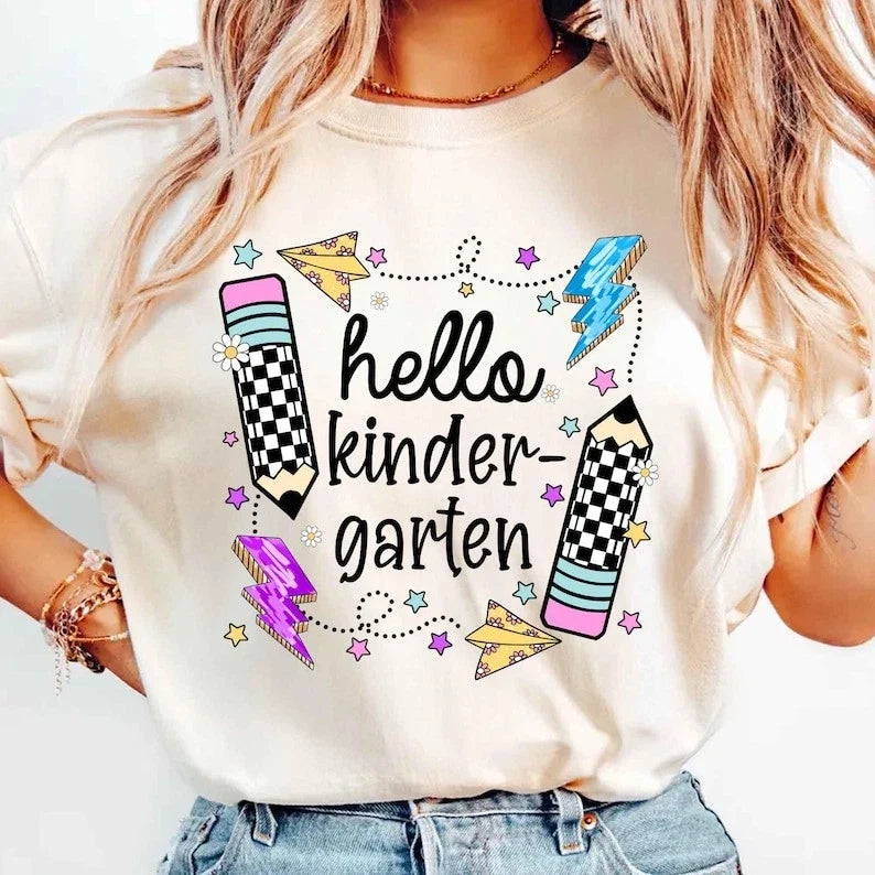 Retro Kindergarten Shirt Back To School Shirt Kids Kindergarten Tee Girls 1st Da Unisex T-shirt, Sweatshirt, Hoodie, Long Sleeve Tee - T-Shirt, Sweatshirt, Hoodie