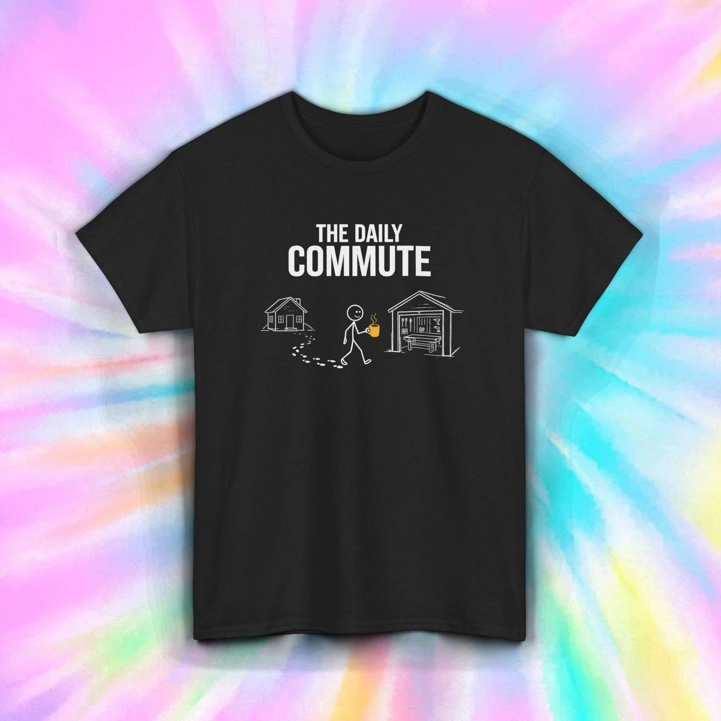 Funny Daily Commute Shirt Work From Home Humor Minimalist S-5XL Tee Unisex T-shirt, Sweatshirt, Hoodie, Long Sleeve Tee - T-Shirt, Sweatshirt, Hoodie