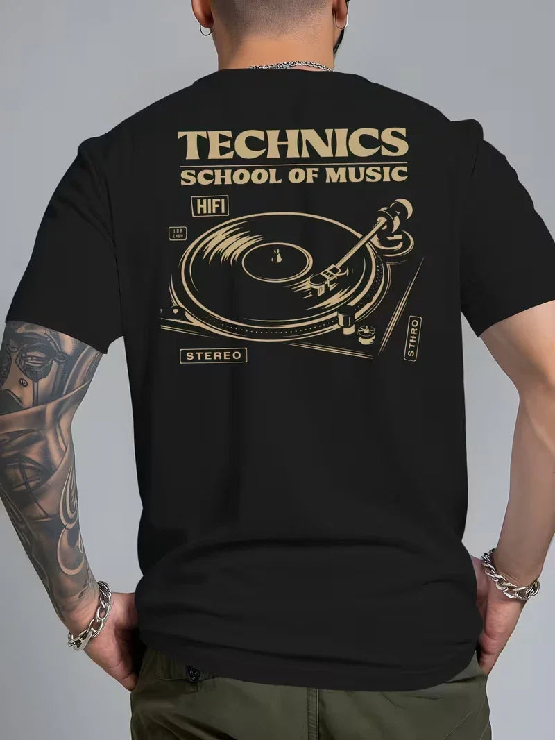 Mens Technics School of Music Graphic T-Shirt Crew Neck Short Sleeve Top Tee Unisex T-shirt, Sweatshirt, Hoodie, Long Sleeve Tee - T-Shirt, Sweatshirt, Hoodie
