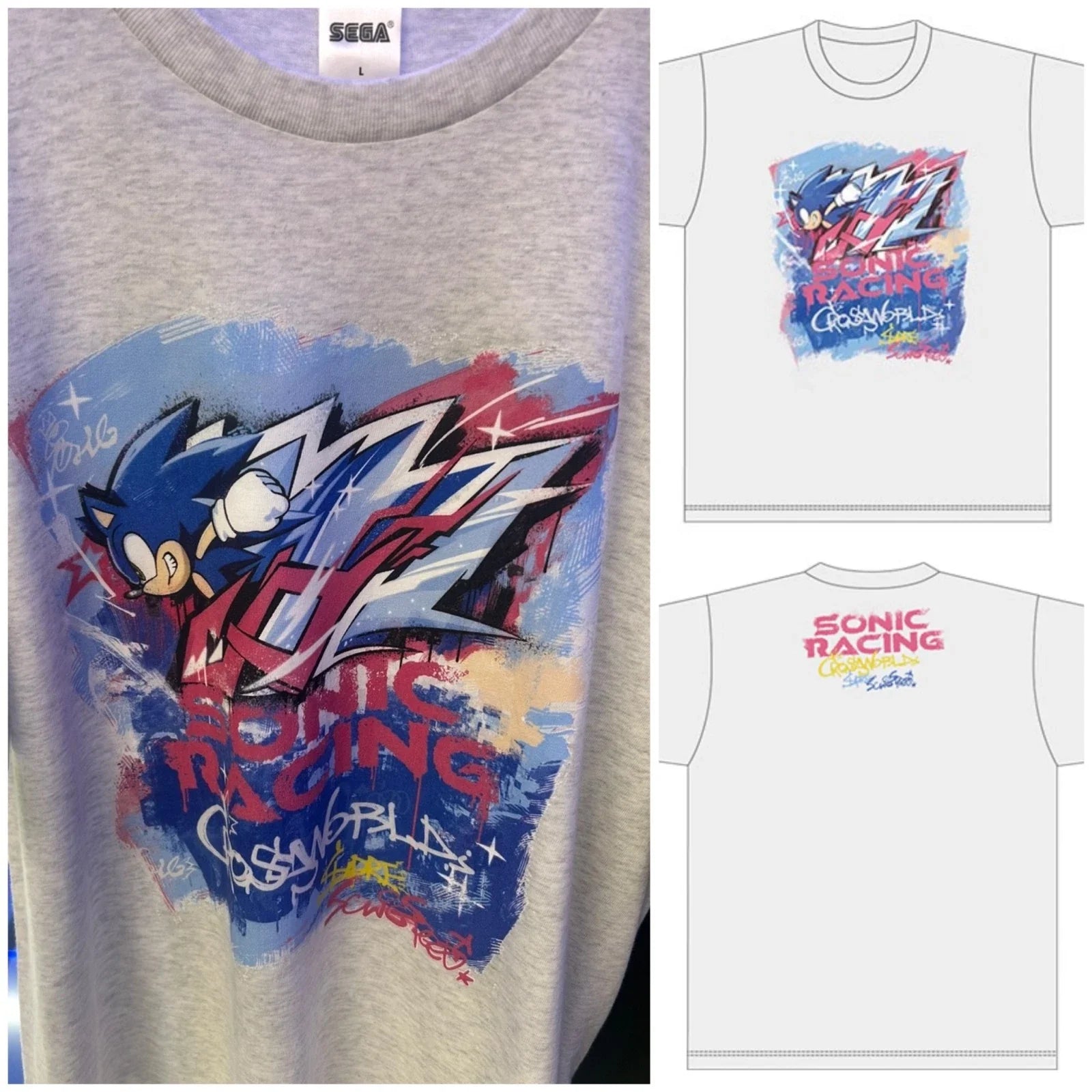 Sonic Racing Cross Worlds street art style T-shirt Sonic SEGA Unisex T-shirt, Sweatshirt, Hoodie, Long Sleeve Tee - T-Shirt, Sweatshirt, Hoodie
