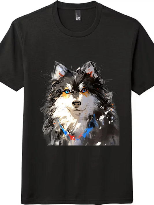 Artistic Husky Dog T-Shirt - Colorful Alaskan Malamute Unisex Tee Unisex T-shirt, Sweatshirt, Hoodie, Long Sleeve Tee - T-Shirt, Sweatshirt, Hoodie