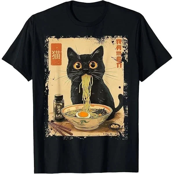 Vintage Kawaii Cat Ramen Graphic Tee Unisex T-Shirt Unisex T-shirt, Sweatshirt, Hoodie, Long Sleeve Tee - T-Shirt, Sweatshirt, Hoodie